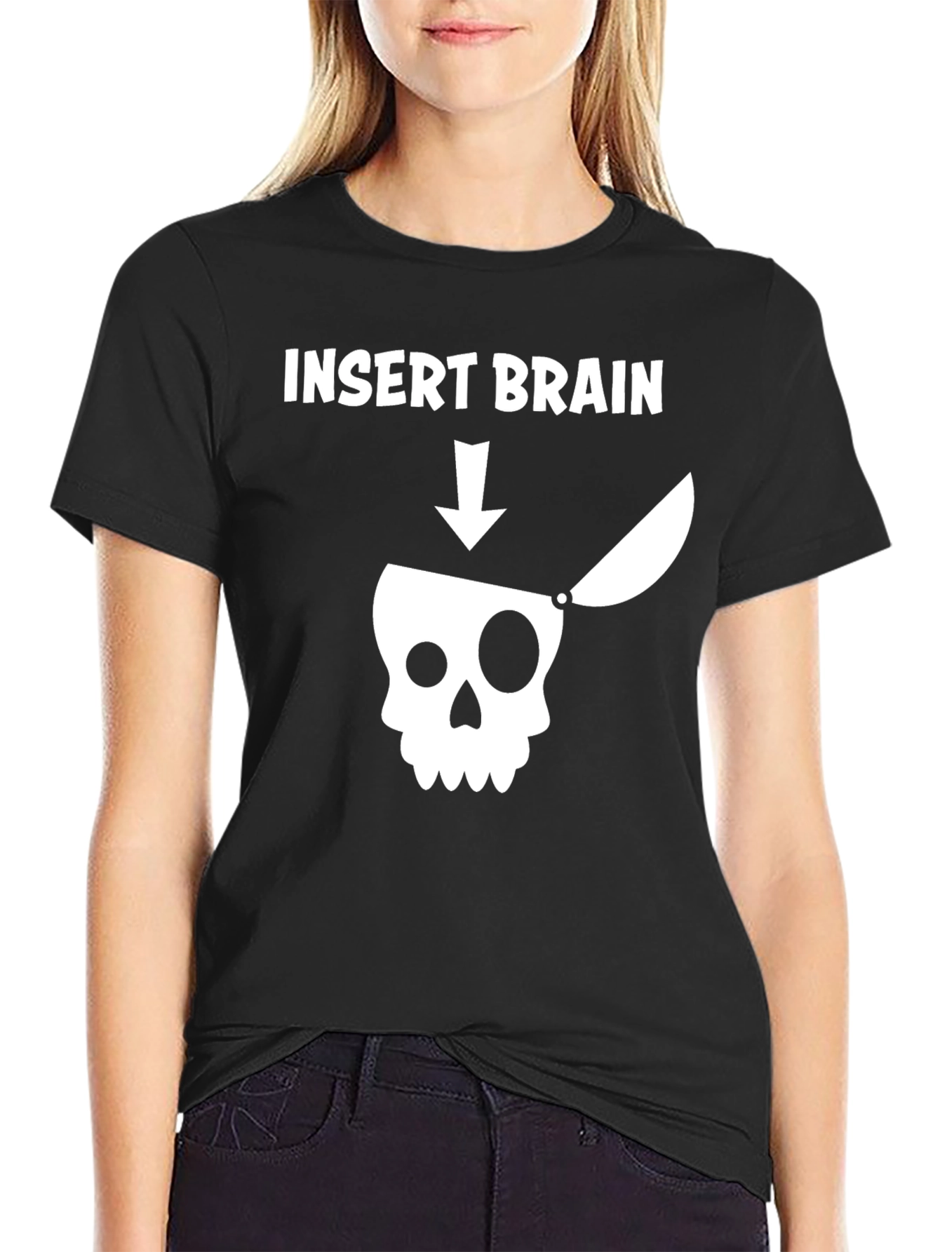 Insert Brain T-Shirt - Funny Skull Graphic Tee