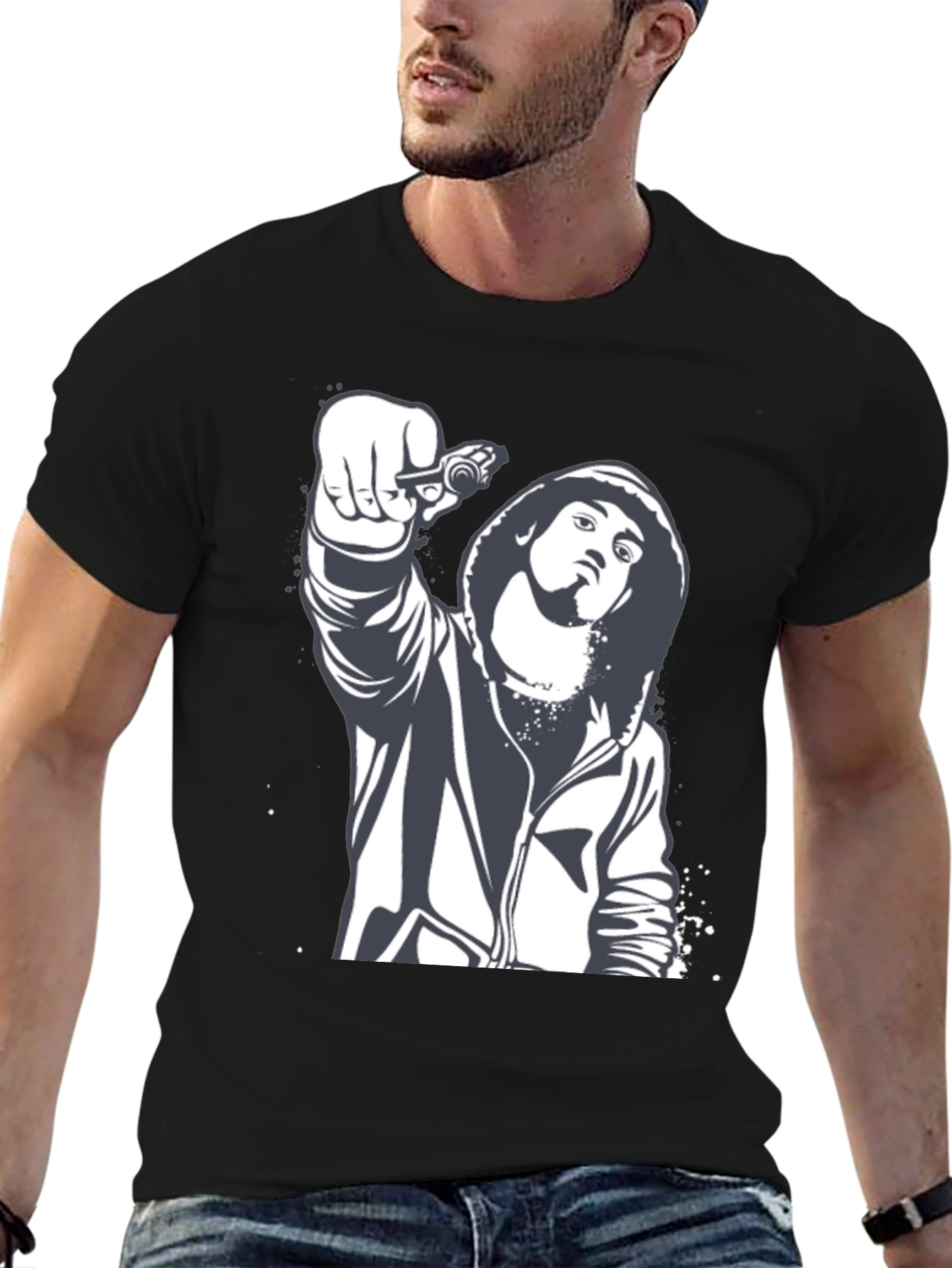 Graphic Print Black T-Shirt - Street Style