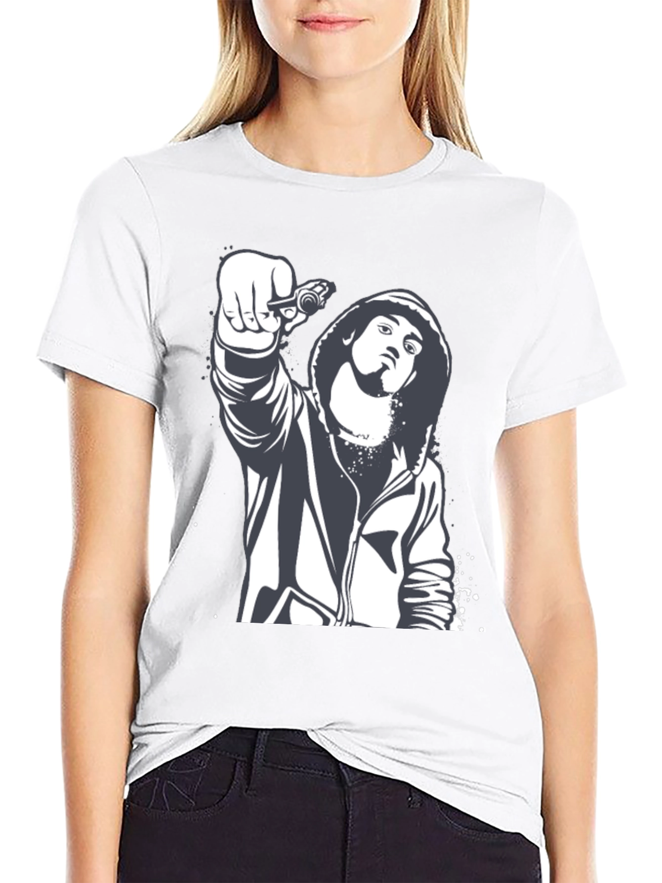 Graphic Print Black T-Shirt - Street Style