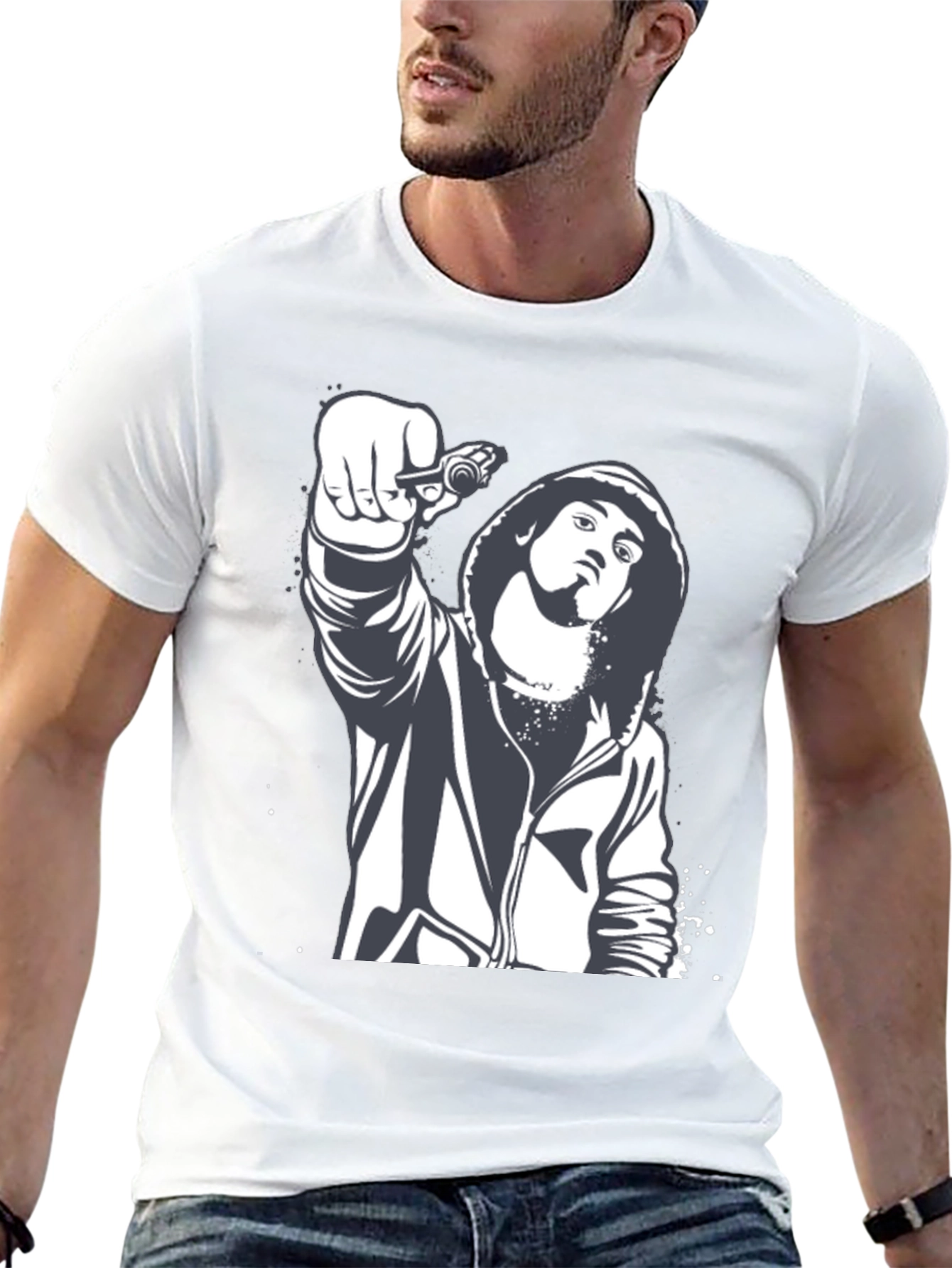 Graphic Print Black T-Shirt - Street Style