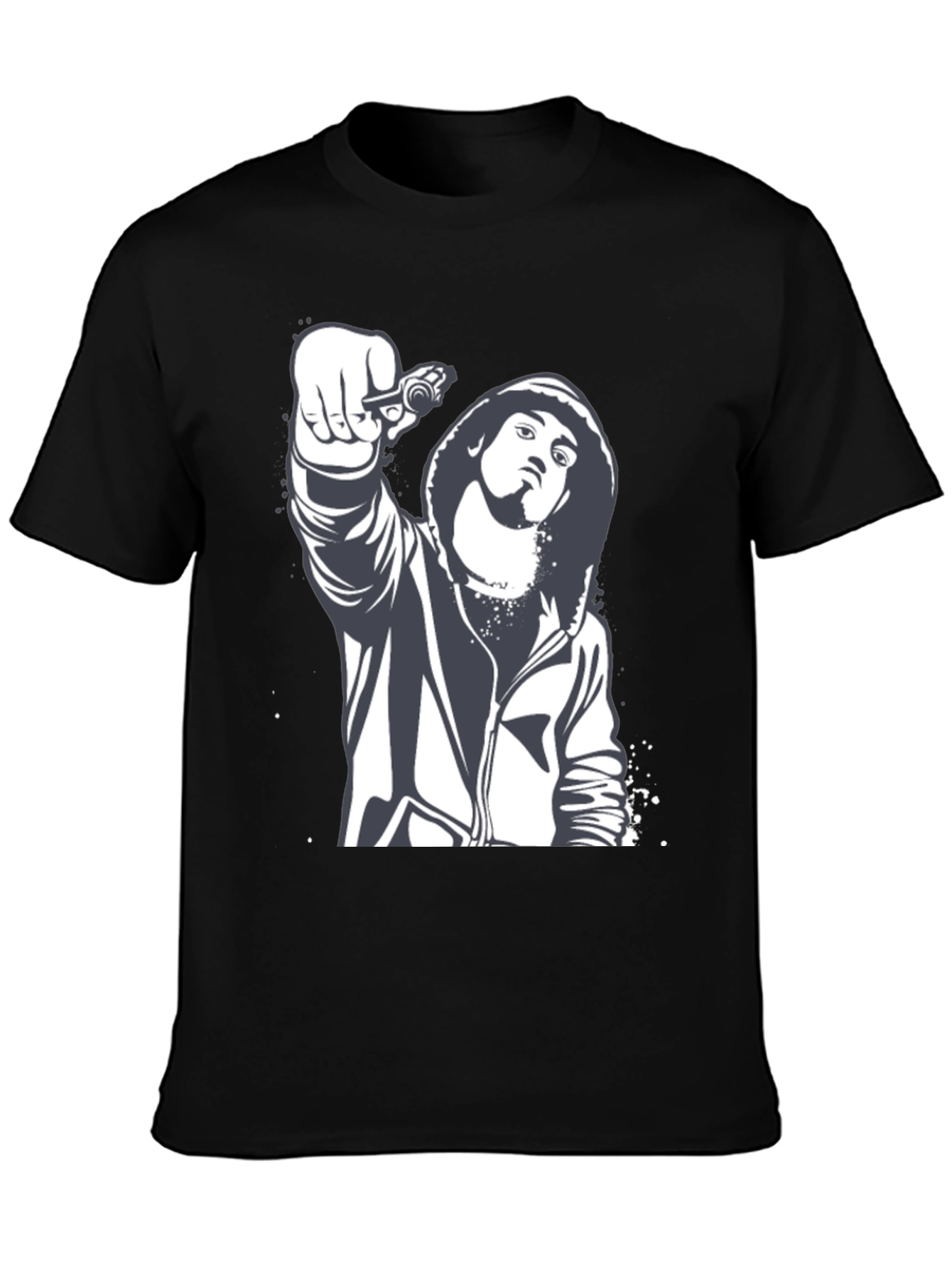 Graphic Print Black T-Shirt - Street Style