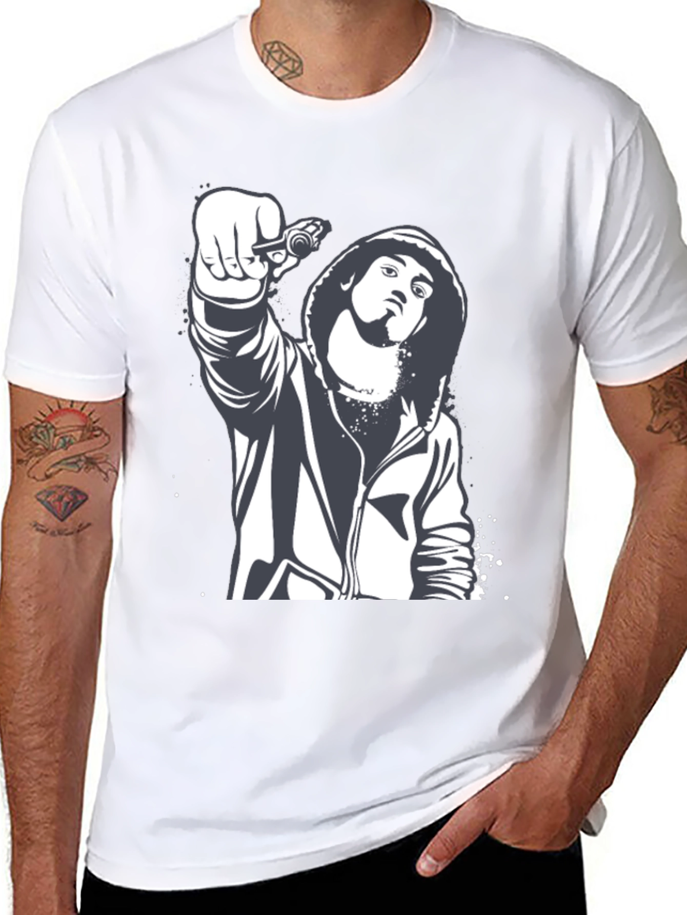 Graphic Print Black T-Shirt - Street Style