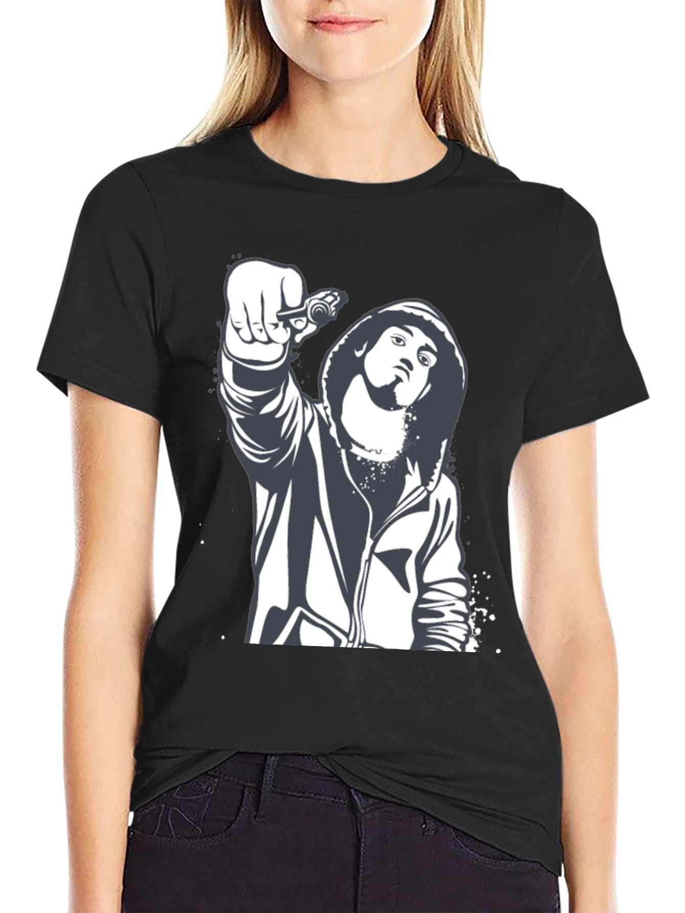 Graphic Print Black T-Shirt - Street Style