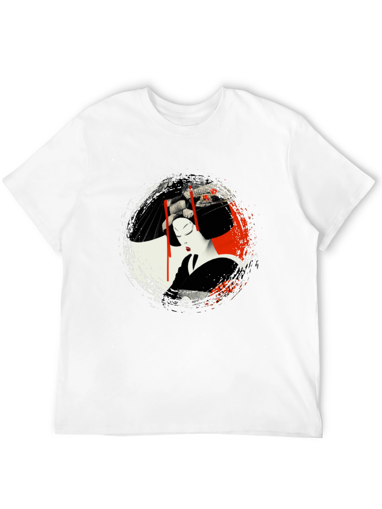 Geisha Art Graphic Black T-Shirt