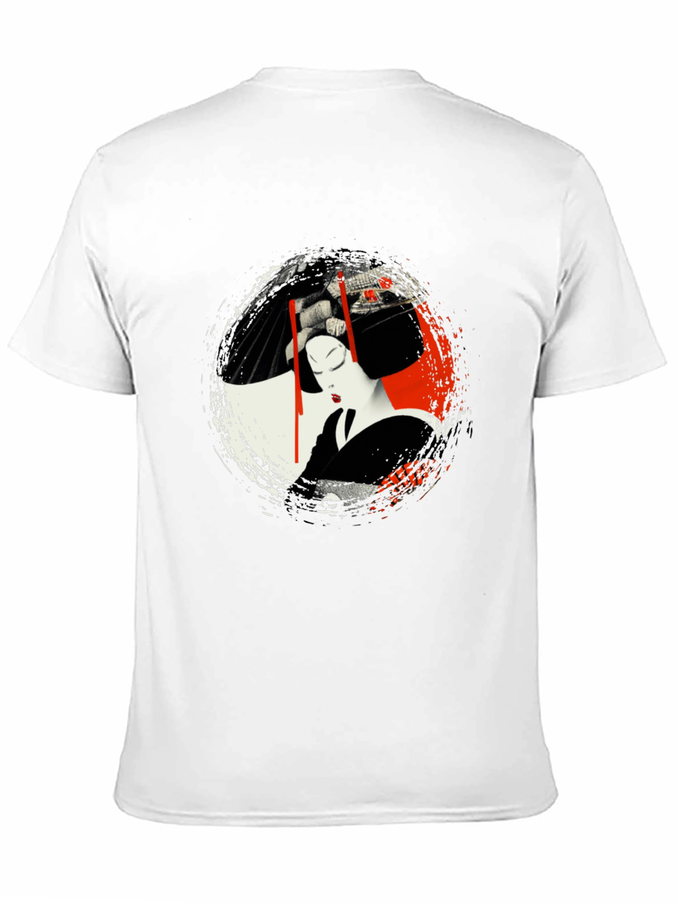 Geisha Art Graphic Black T-Shirt