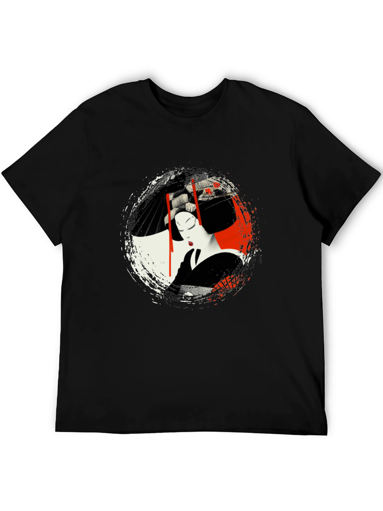 Geisha Art Graphic Black T-Shirt