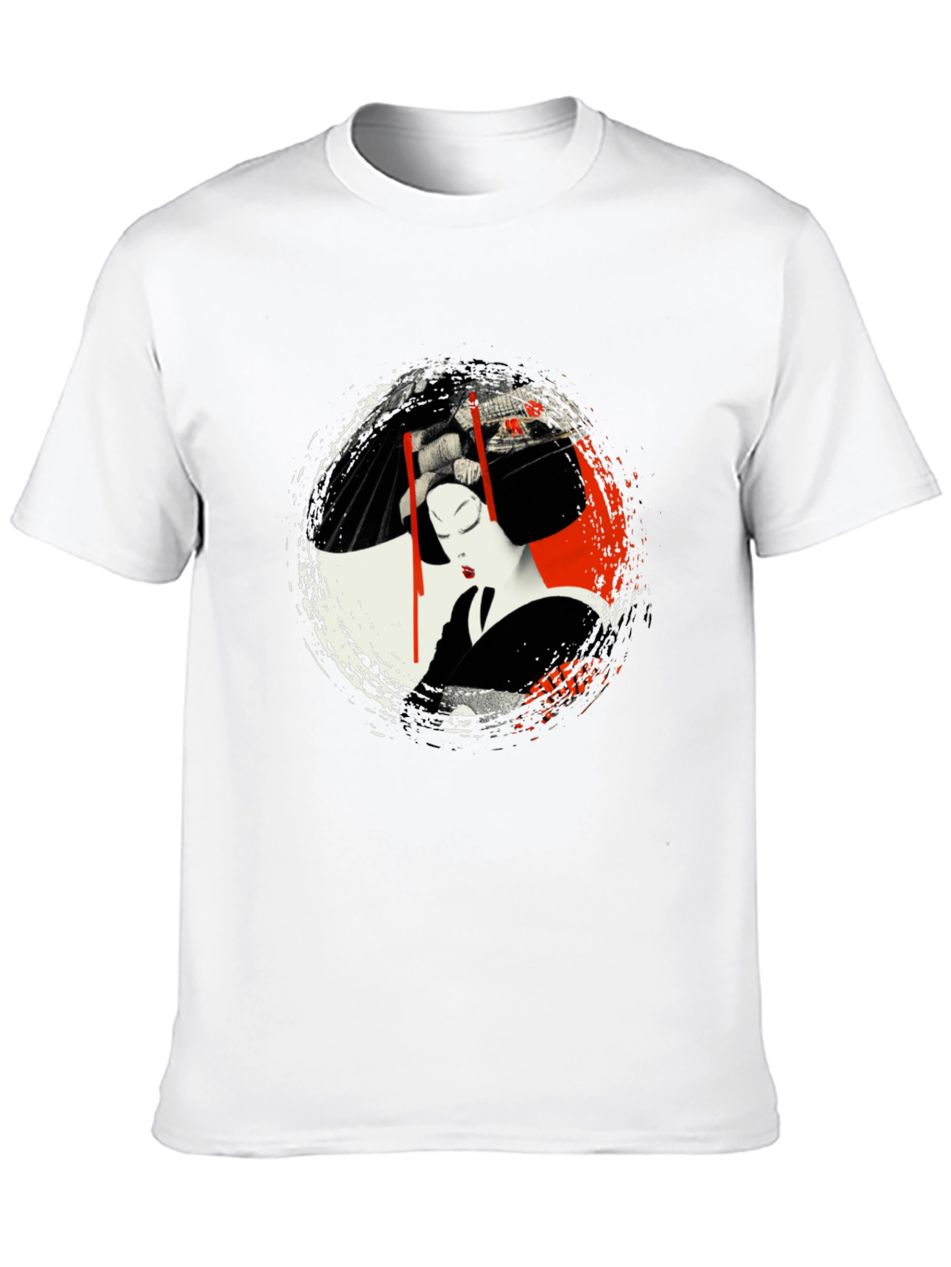 Geisha Art Graphic Black T-Shirt