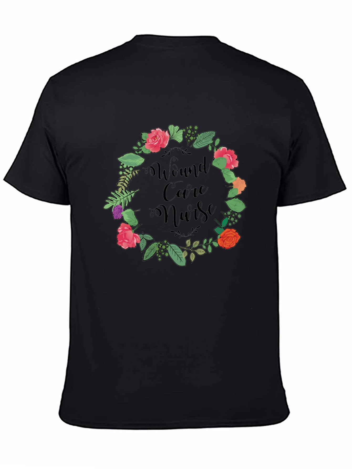 Wound Care Nurse Floral Wreath Graphic Tee