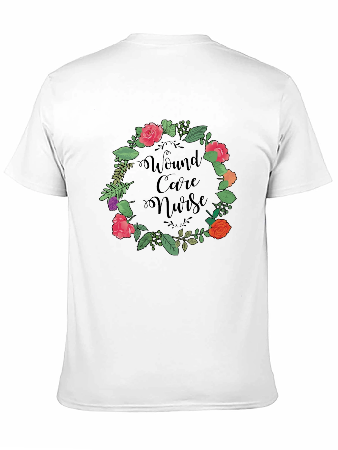 Wound Care Nurse Floral Wreath Graphic Tee