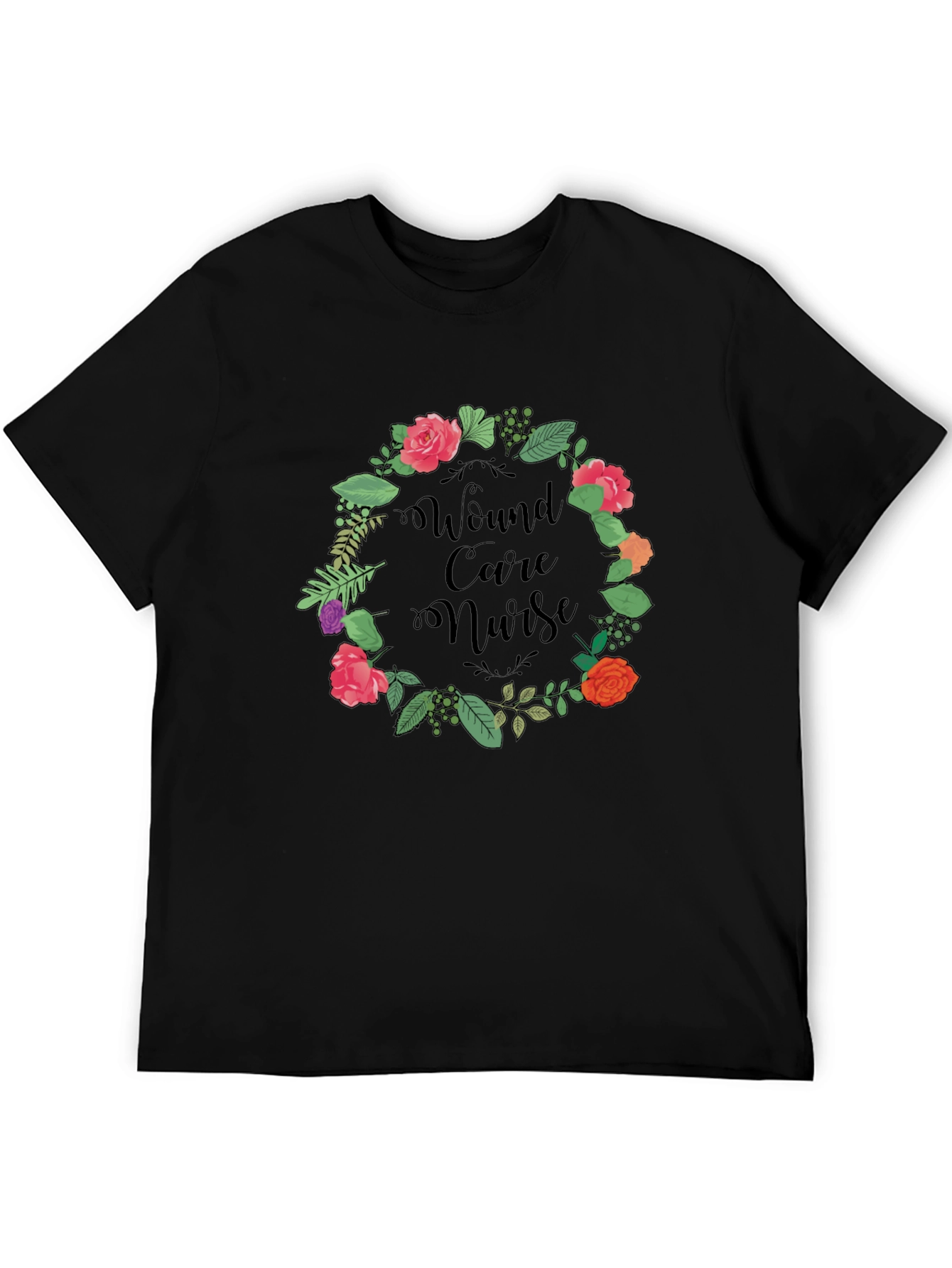 Wound Care Nurse Floral Wreath Graphic Tee
