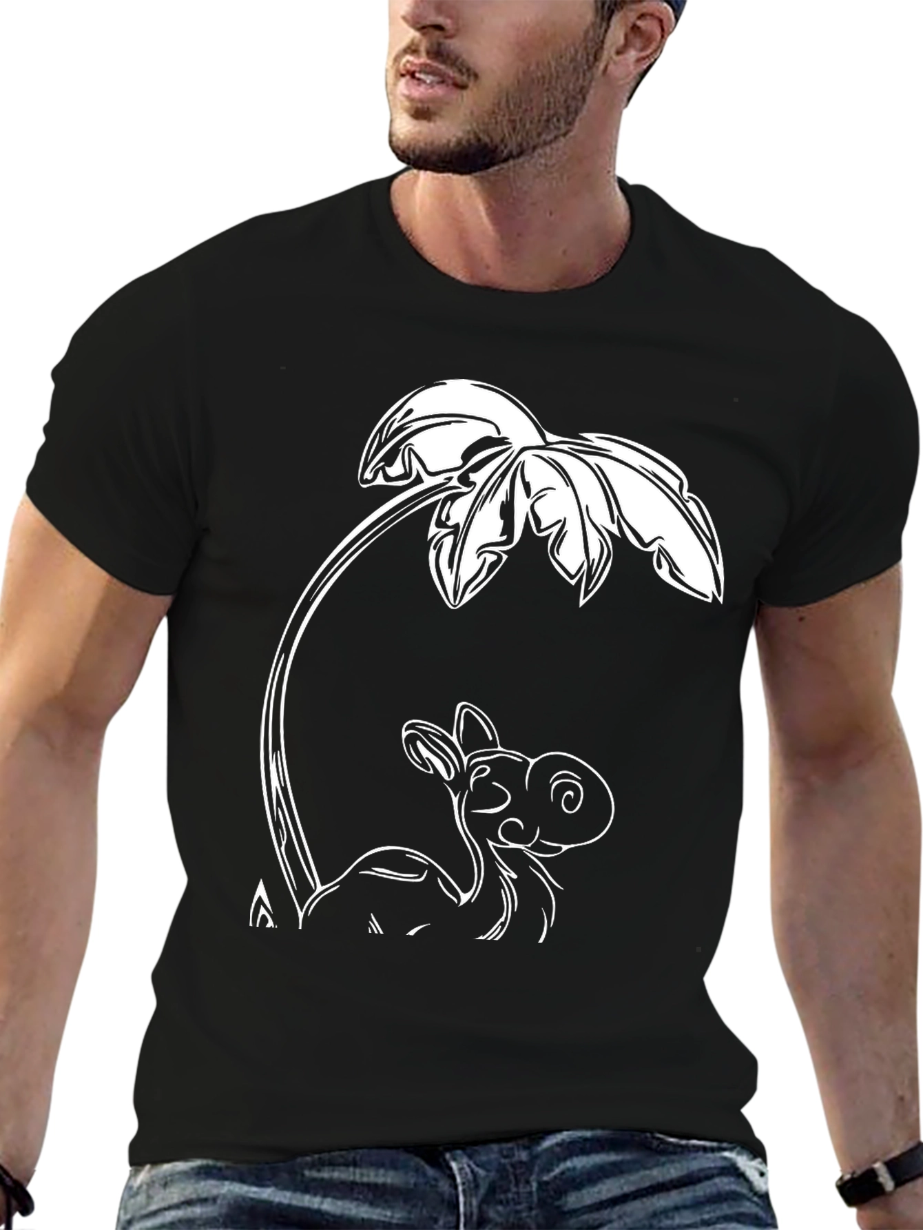 Camel Under Palm Tree Graphic T-Shirt - Black