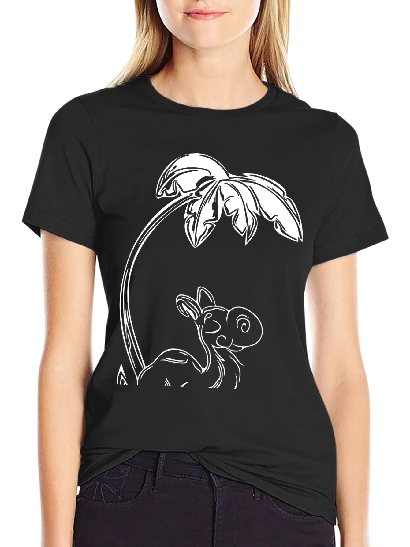 Camel Under Palm Tree Graphic T-Shirt - Black