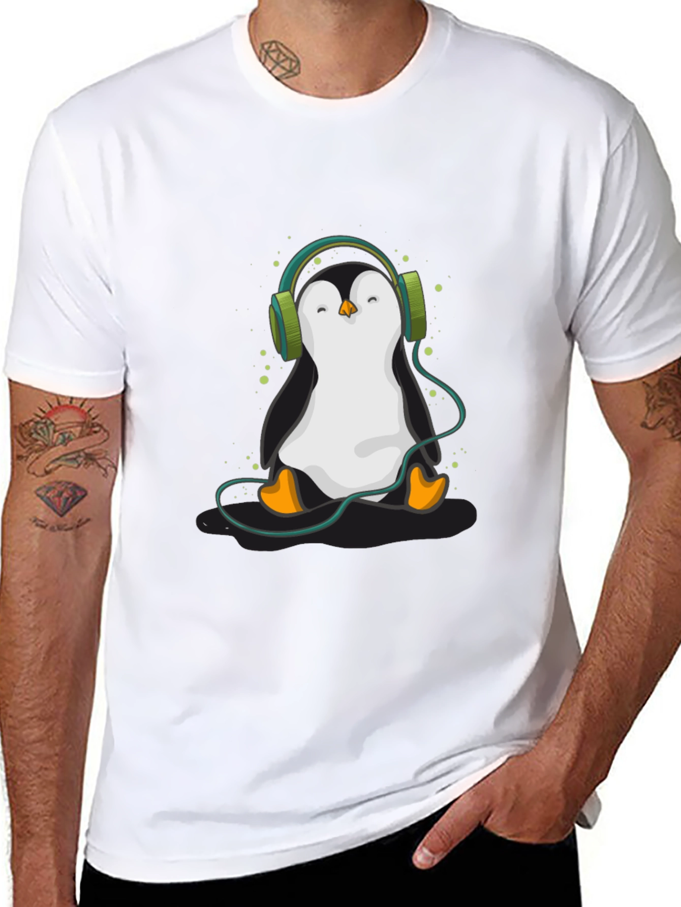 Penguin Headphone Graphic Tee