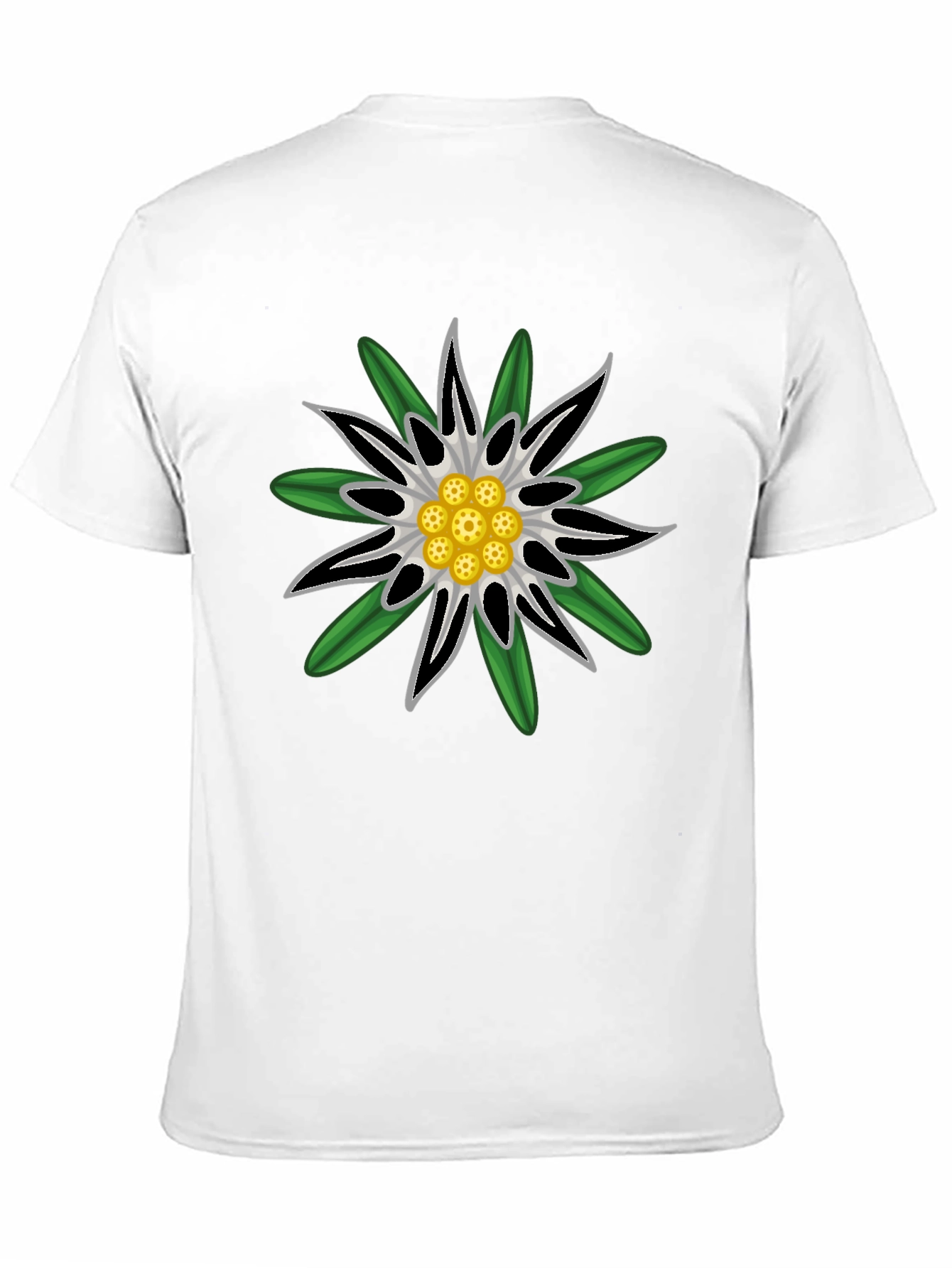 Edelweiss Flower Graphic T-Shirt - Black Cotton Tee