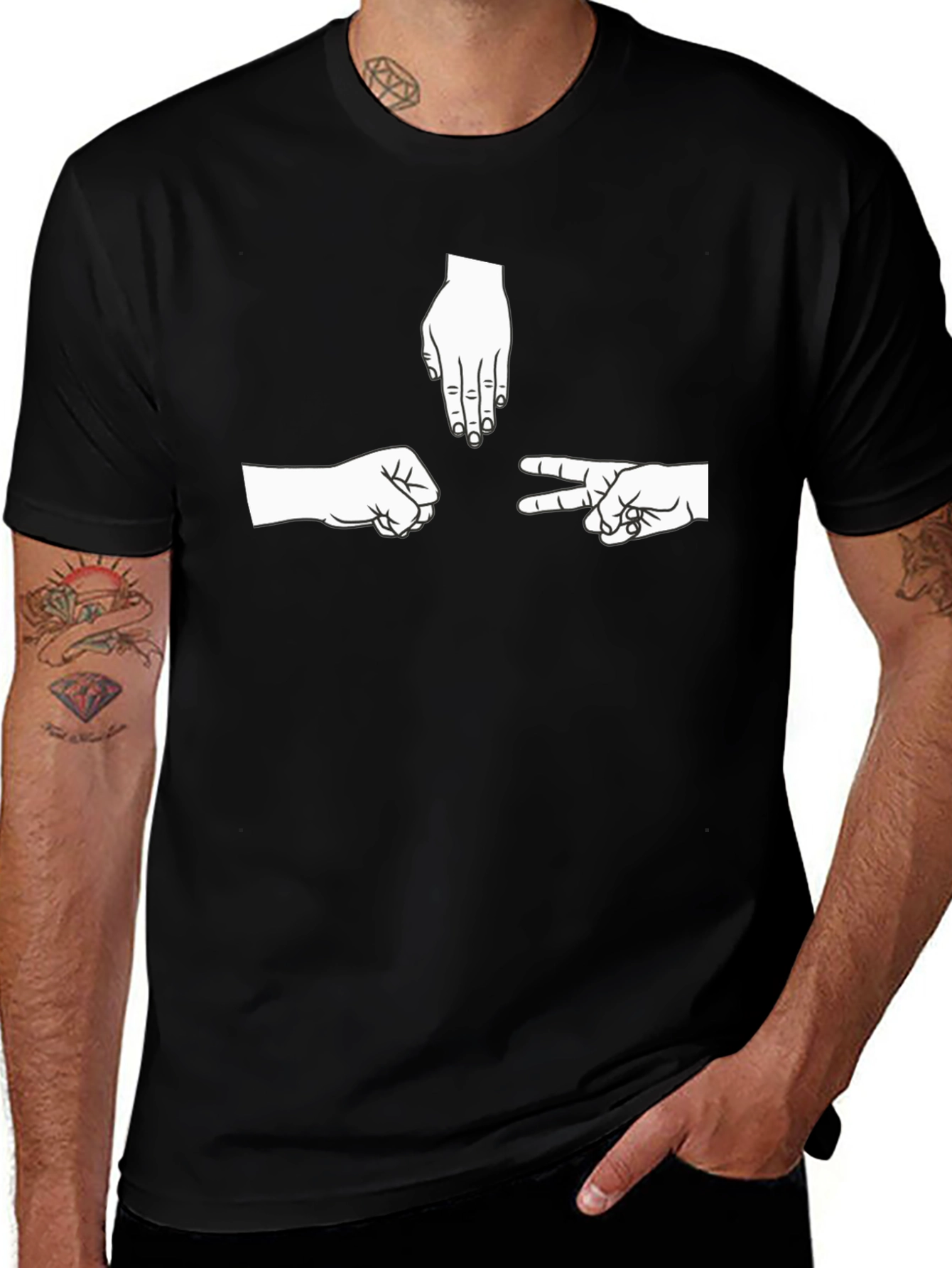 Rock Paper Scissors Black T-Shirt