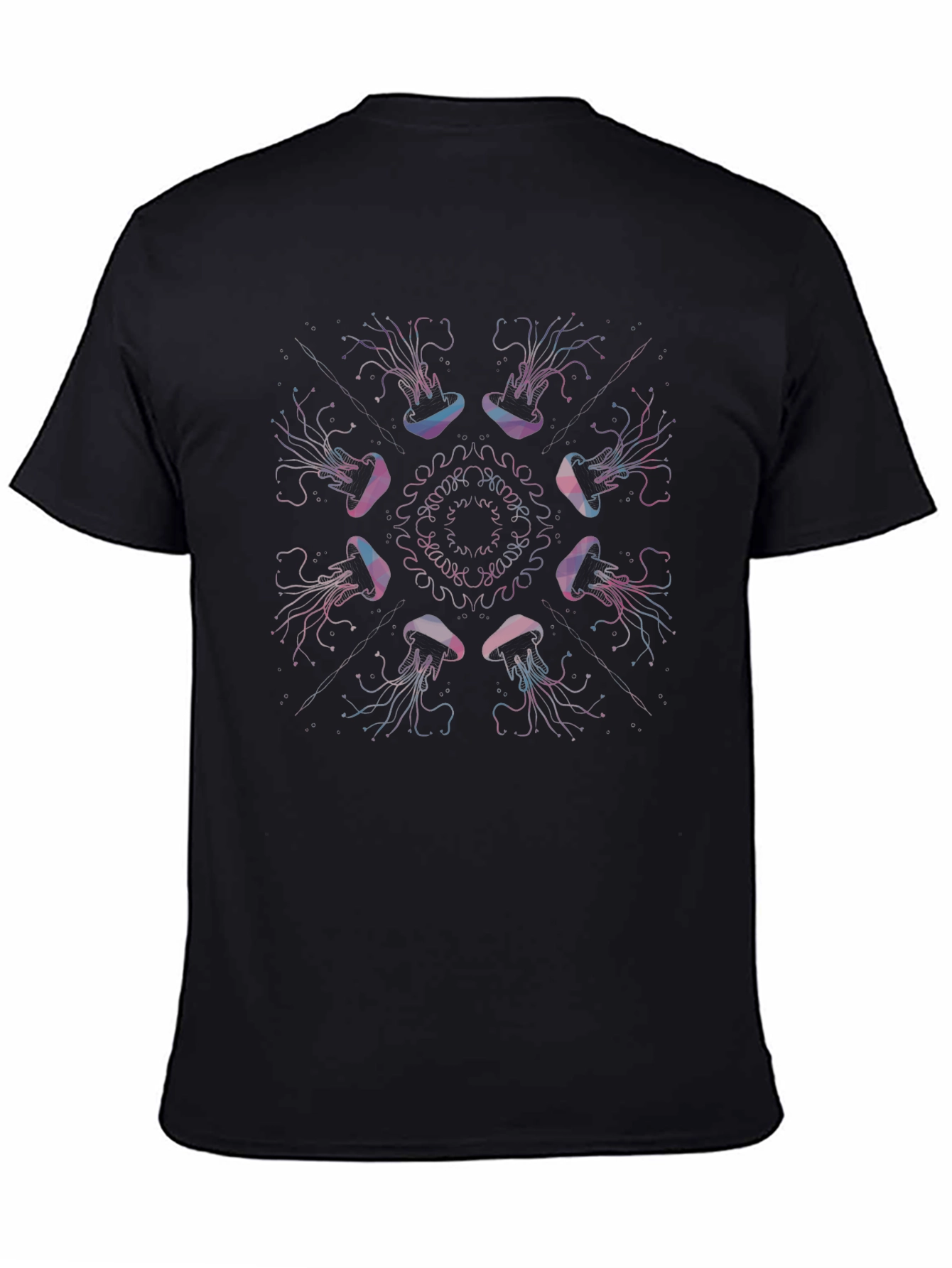 Jellyfish Mandala Graphic Black T-Shirt