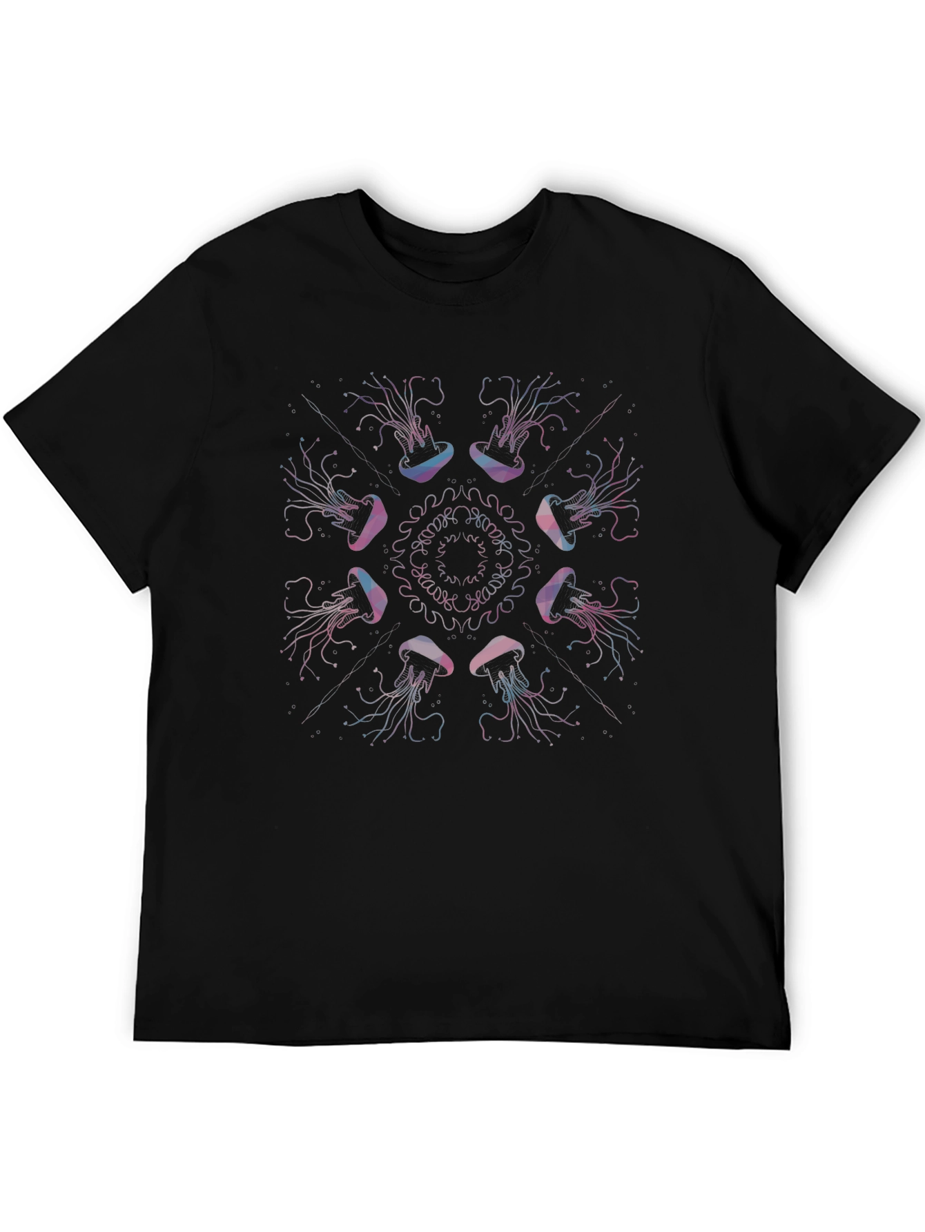 Jellyfish Mandala Graphic Black T-Shirt