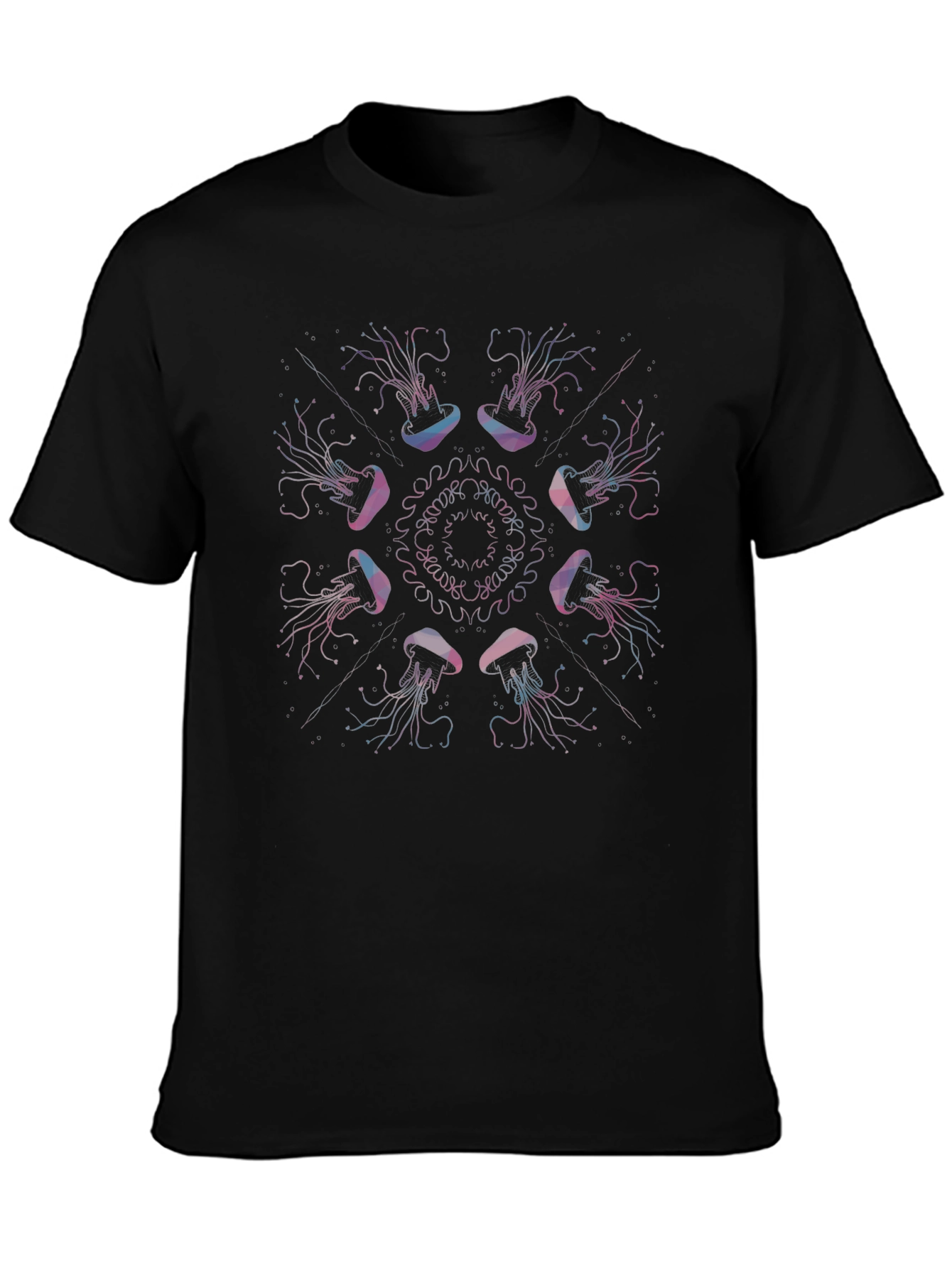 Jellyfish Mandala Graphic Black T-Shirt