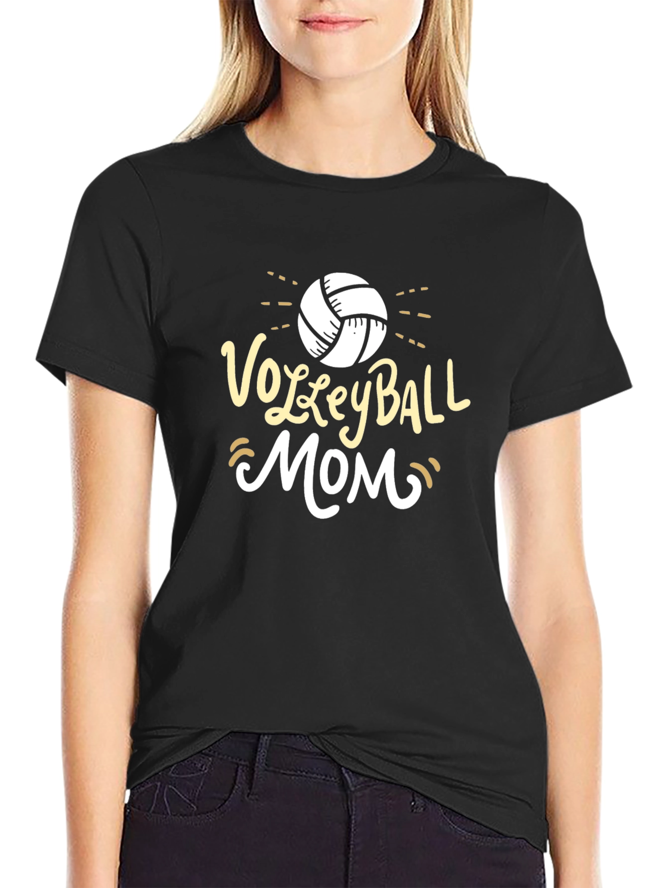 Volleyball Mom Graphic T-Shirt - Black