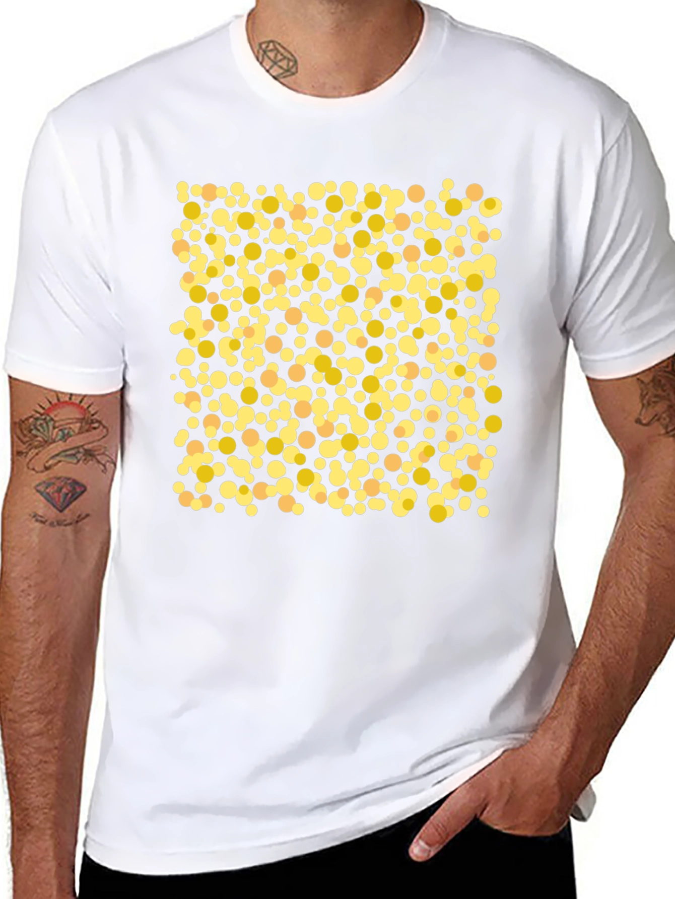 Polka Dot Graphic Tee - Casual Black T-Shirt