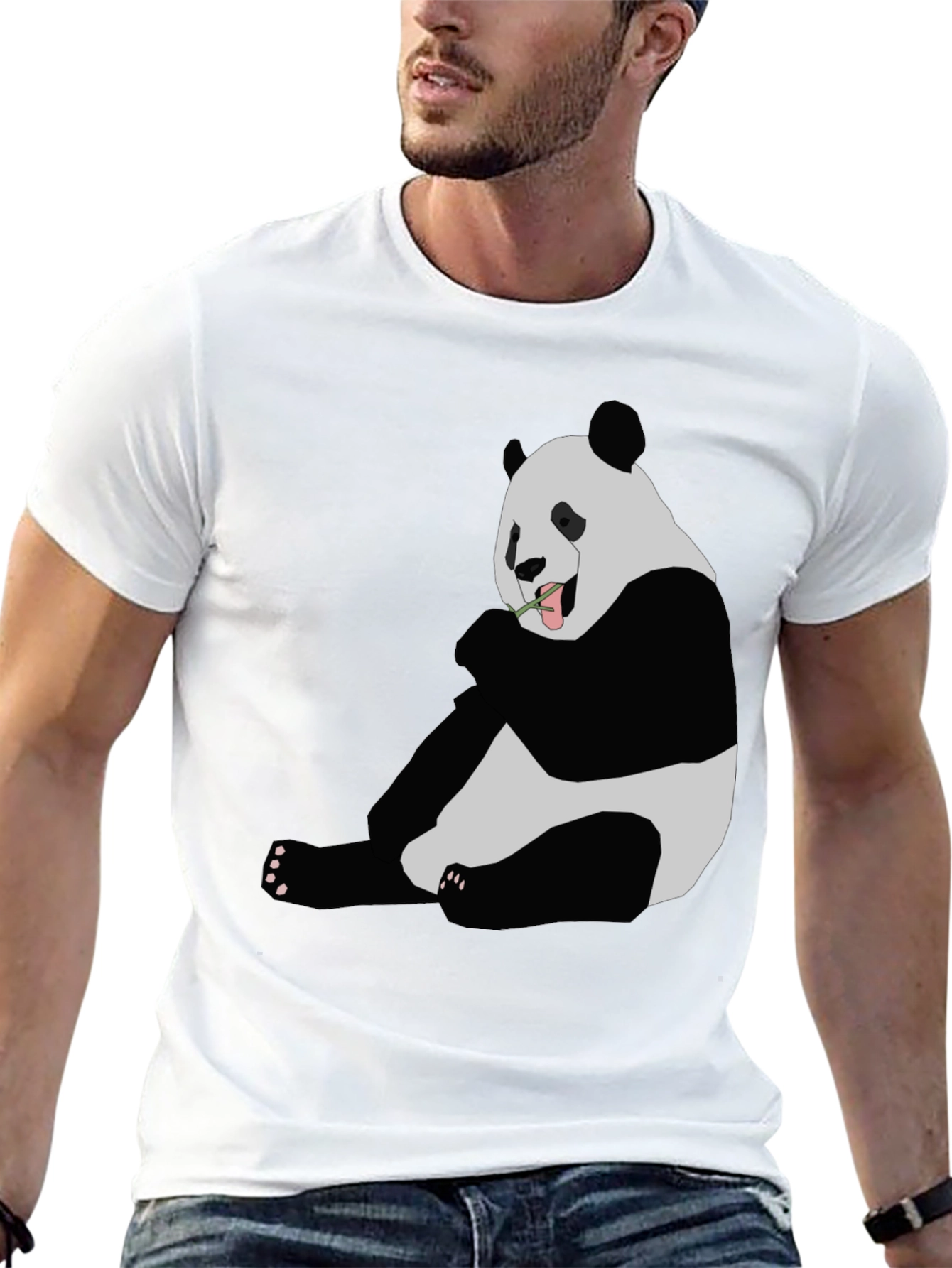 Panda Graphic Print Black T-Shirt