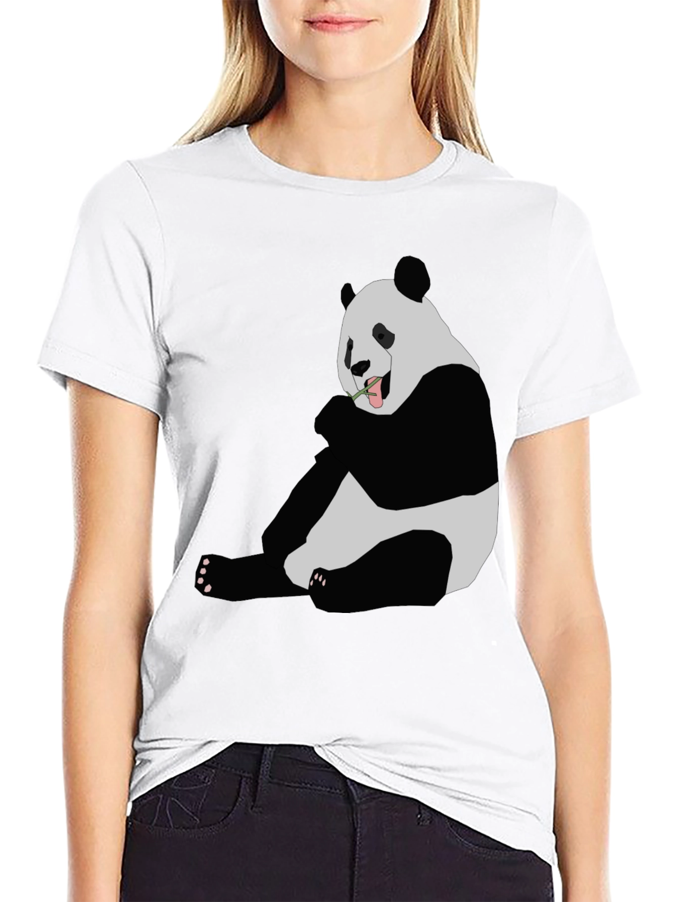 Panda Graphic Print Black T-Shirt