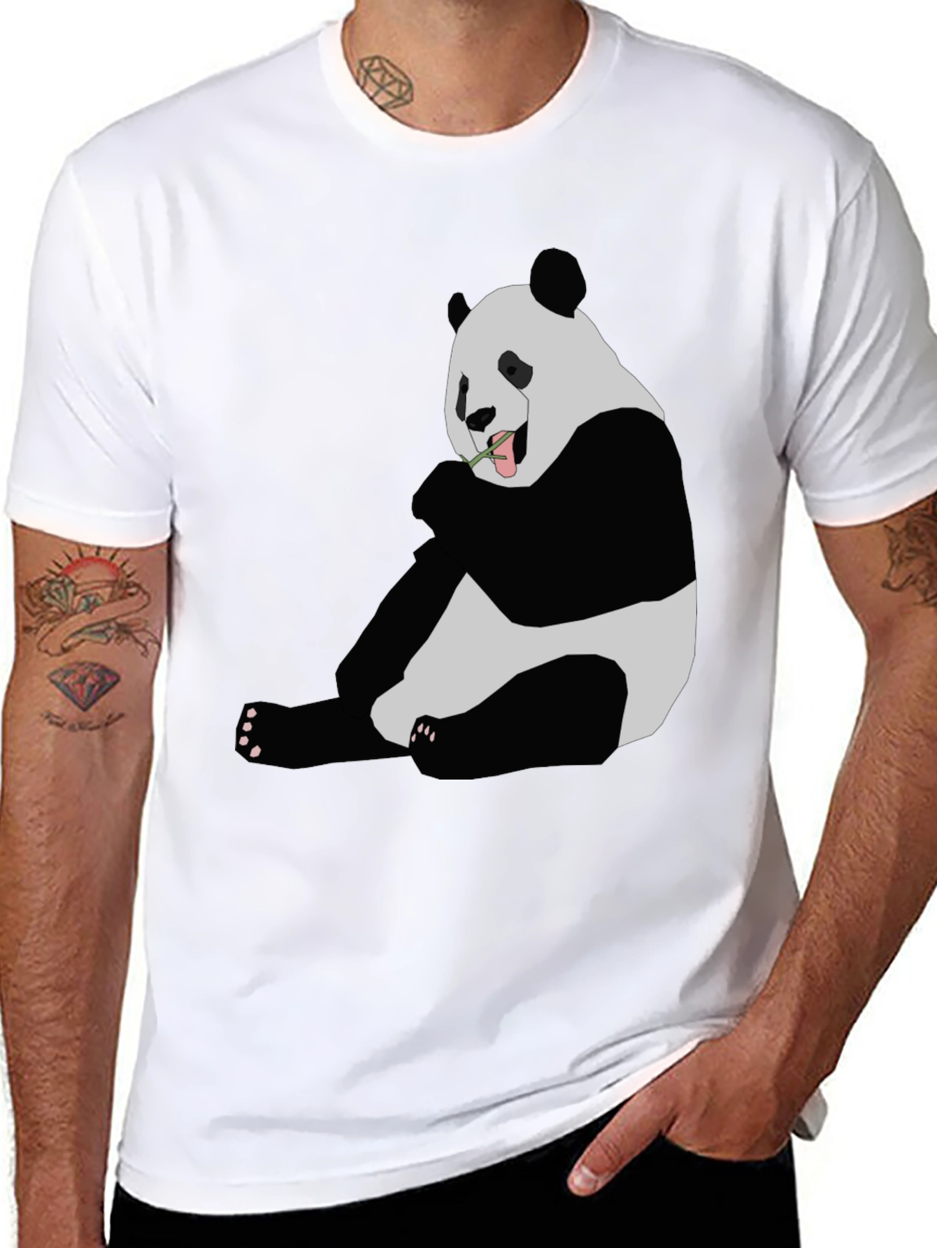 Panda Graphic Print Black T-Shirt