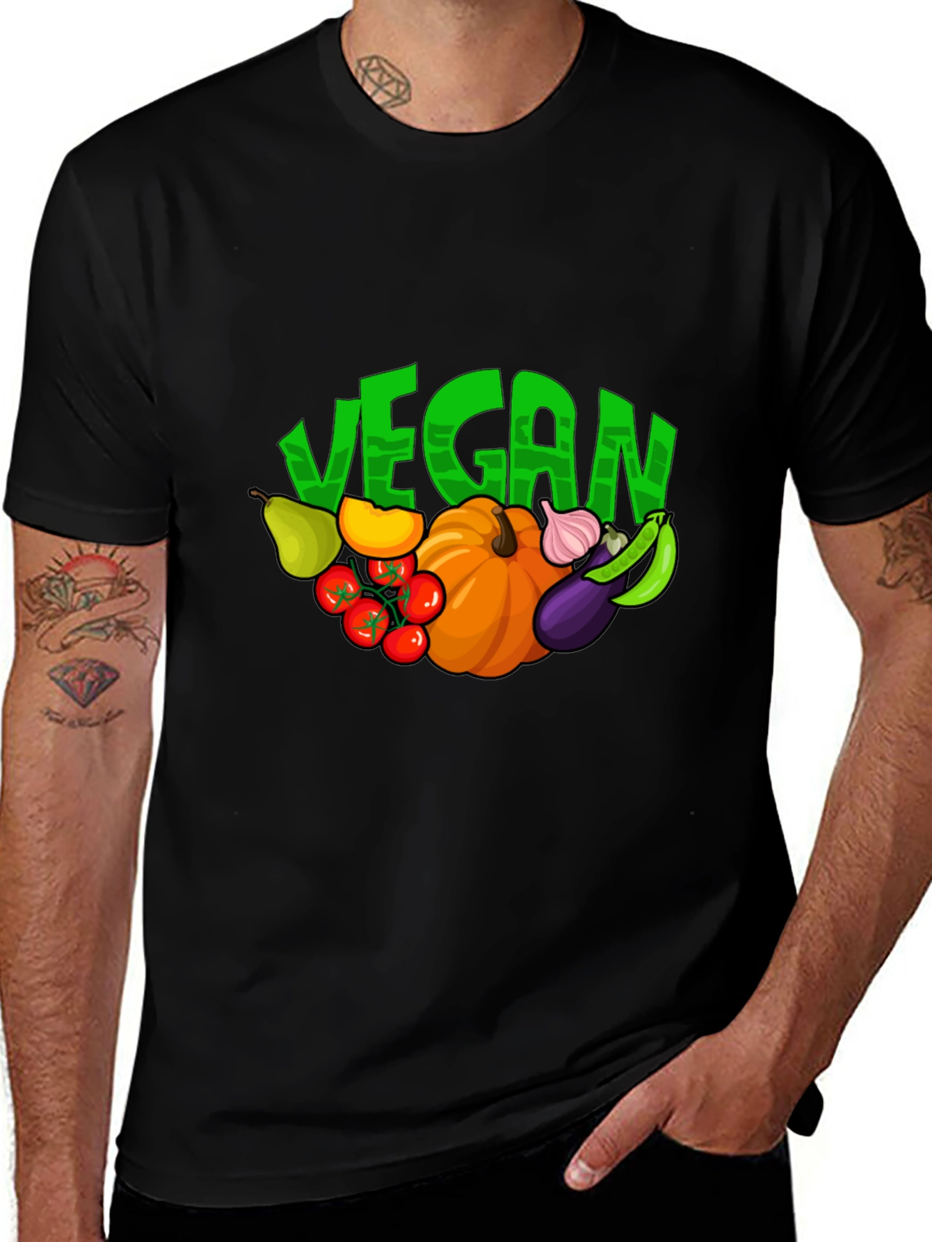 Vegan Vegetable Graphic Print T-Shirt