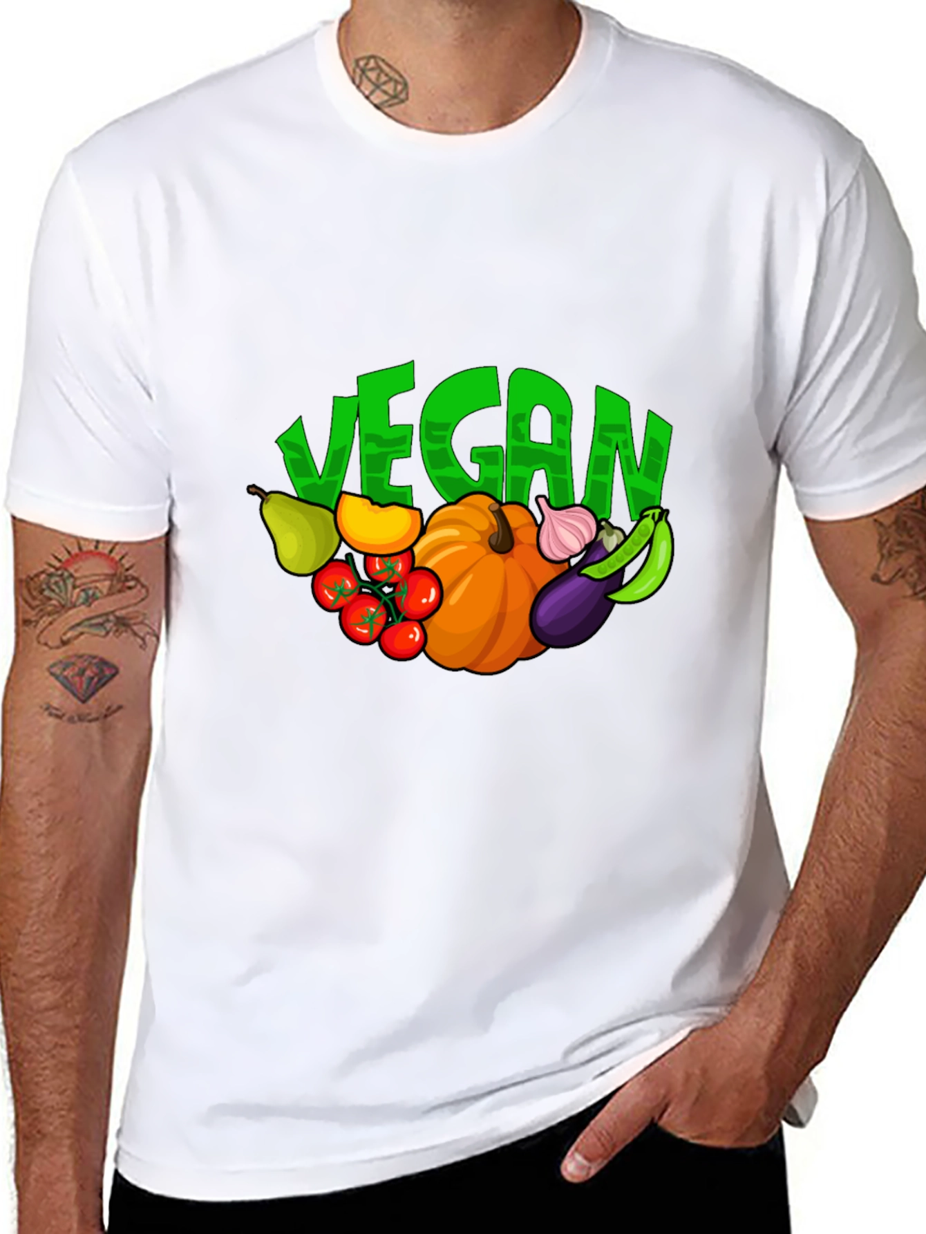 Vegan Vegetable Graphic Print T-Shirt