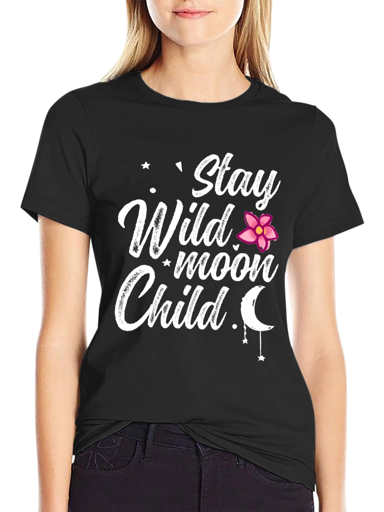 Stay Wild Moon Child Black T-Shirt