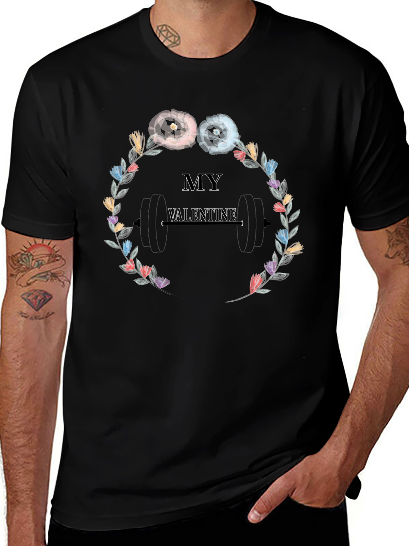 My Valentine Weights Floral T-Shirt