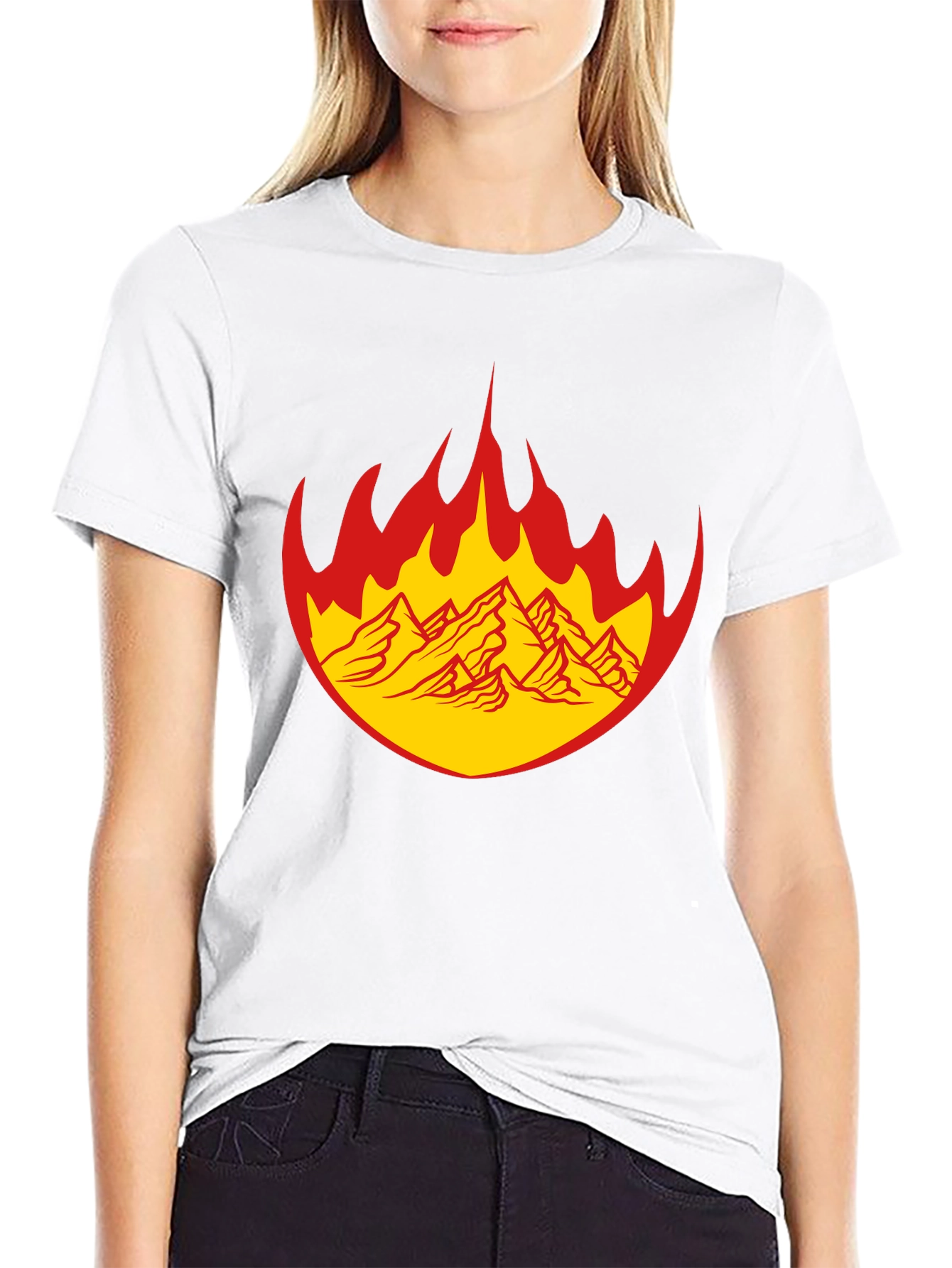 Fiery Mountain Graphic Tee - Bold Black T-Shirt