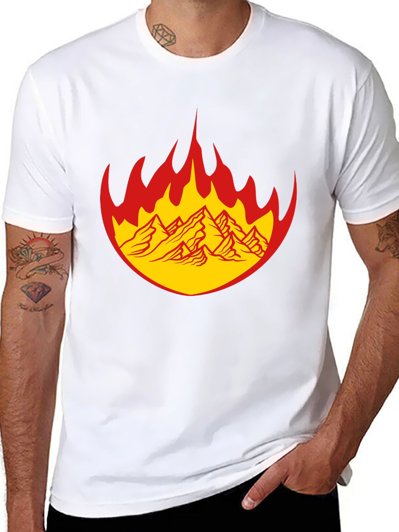 Fiery Mountain Graphic Tee - Bold Black T-Shirt