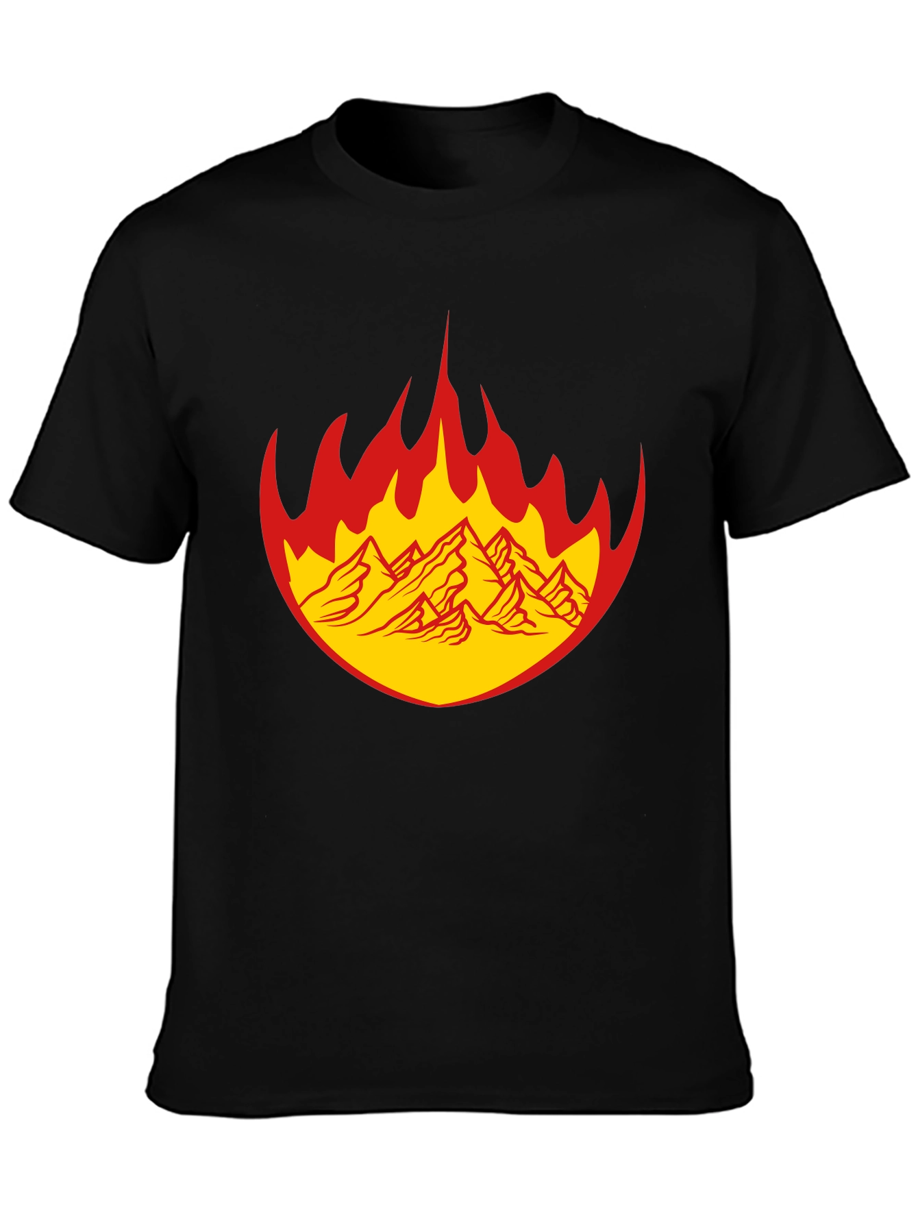 Fiery Mountain Graphic Tee - Bold Black T-Shirt