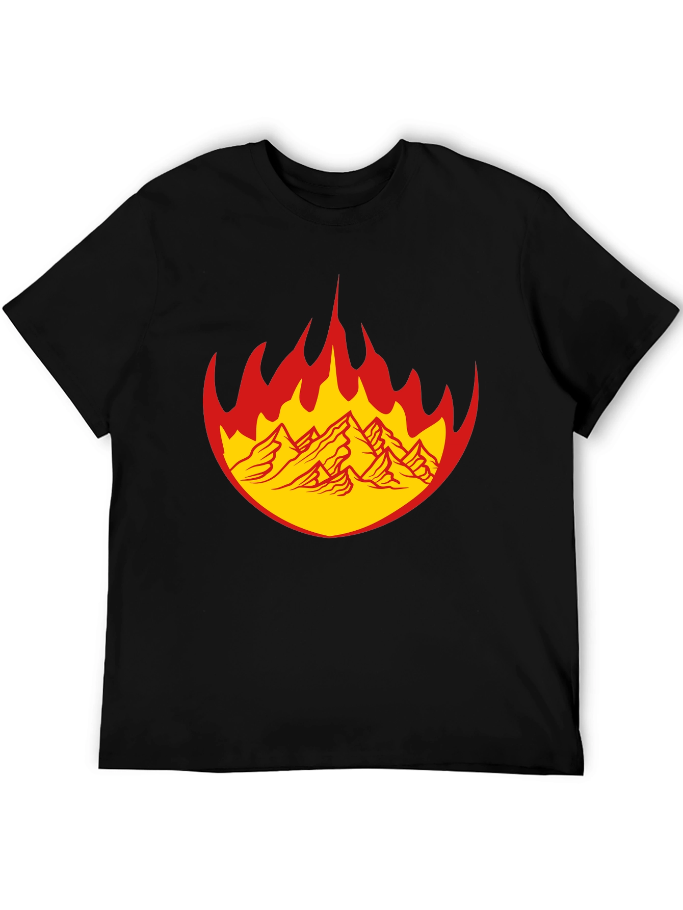 Fiery Mountain Graphic Tee - Bold Black T-Shirt