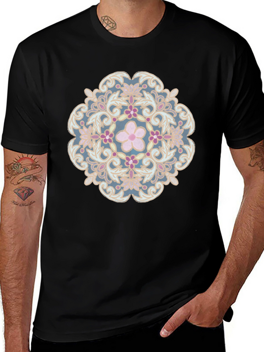 Floral Mandala Graphic Tee - Stylish Black T-Shirt