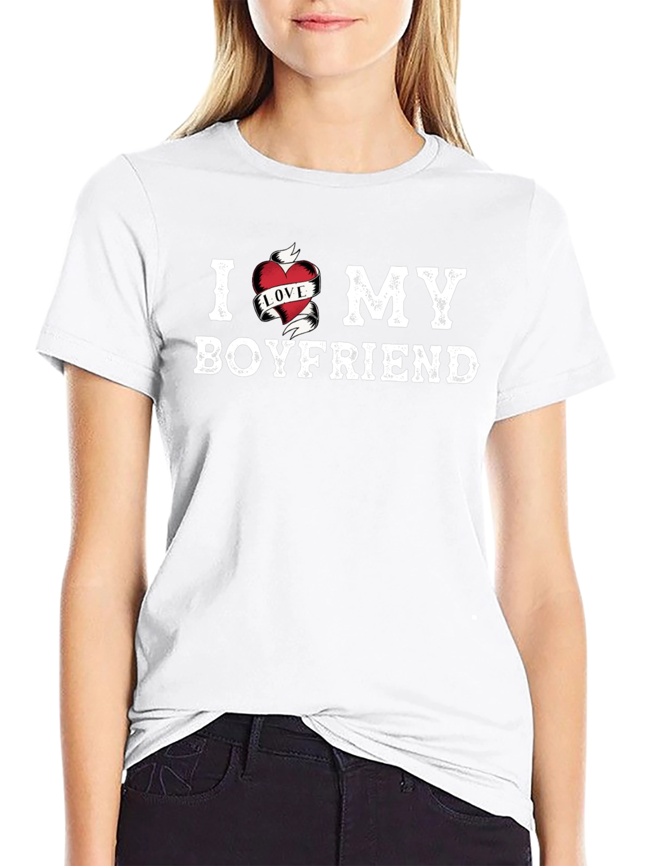 I Heart My Boyfriend Graphic Tee - Black