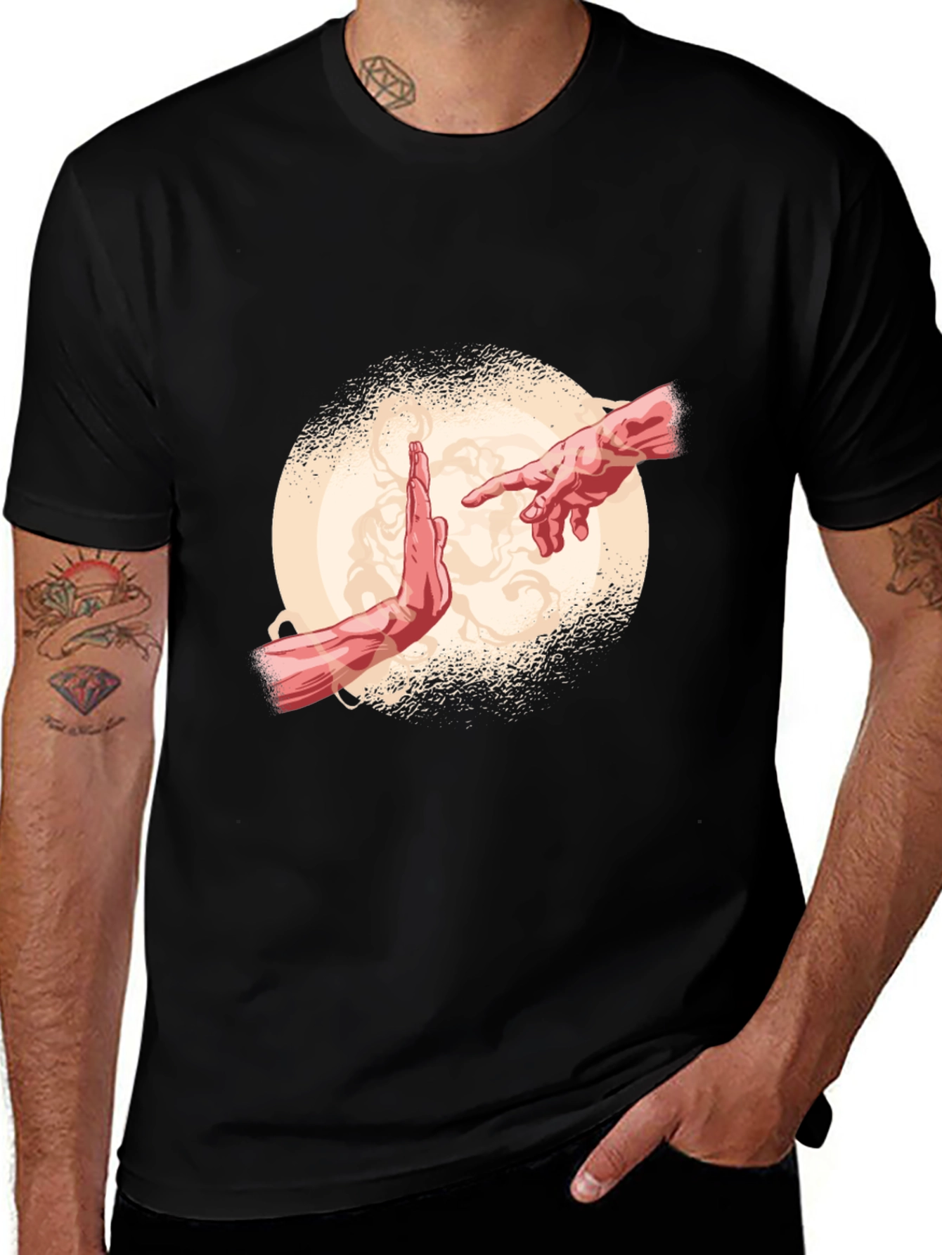 Creation Hands Graphic Black Tee