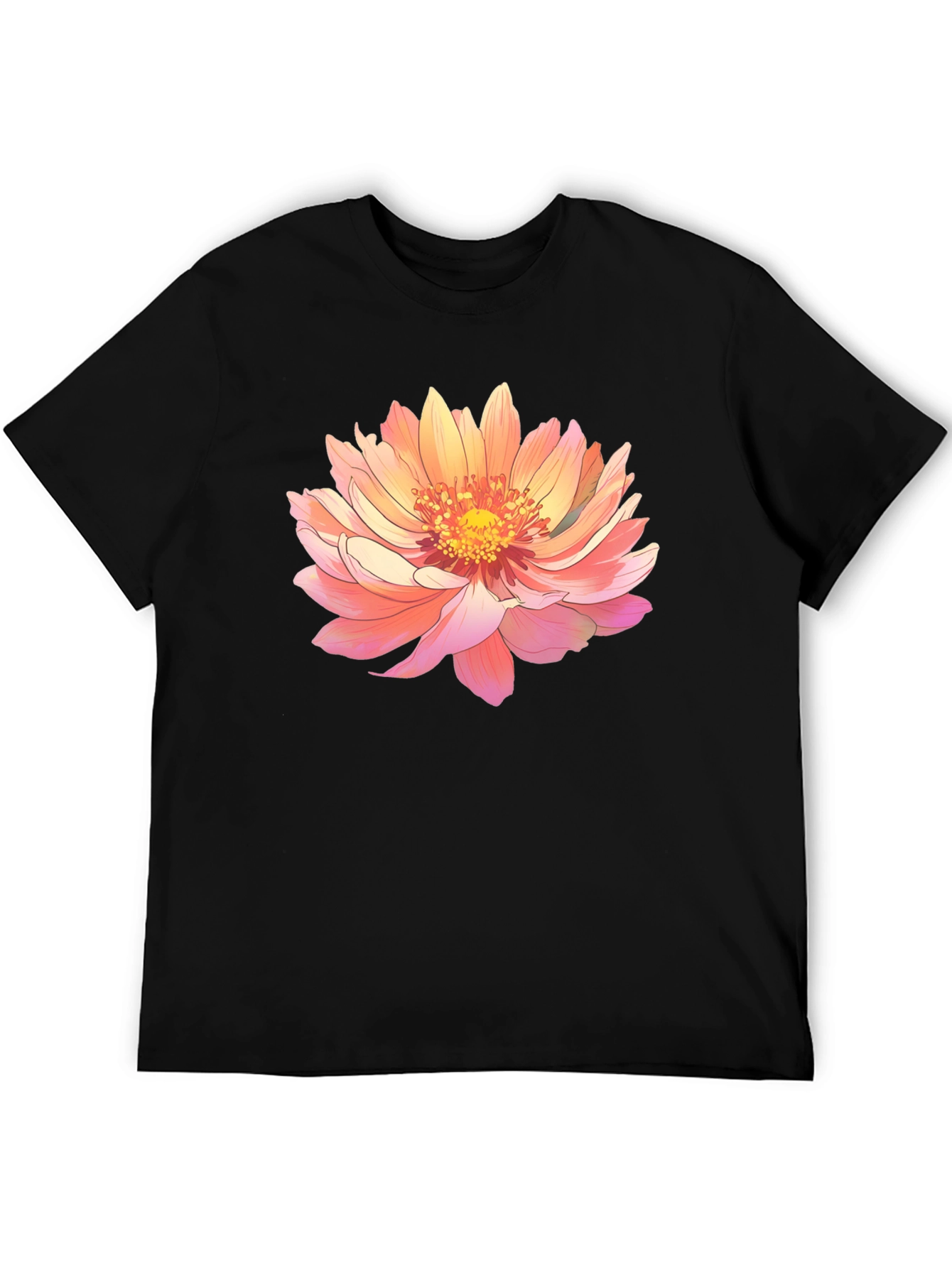 Floral Print Black Tee