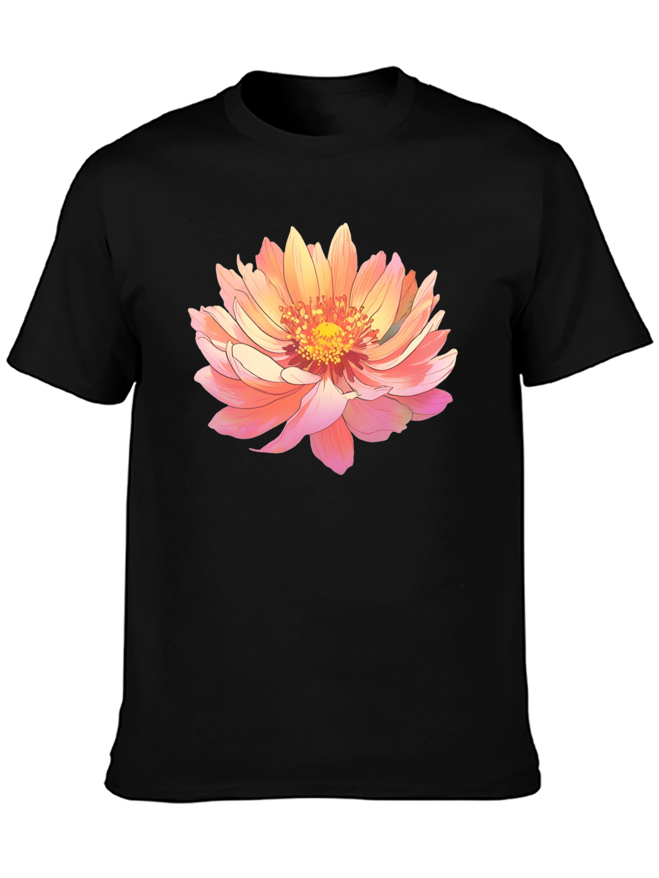 Floral Print Black Tee