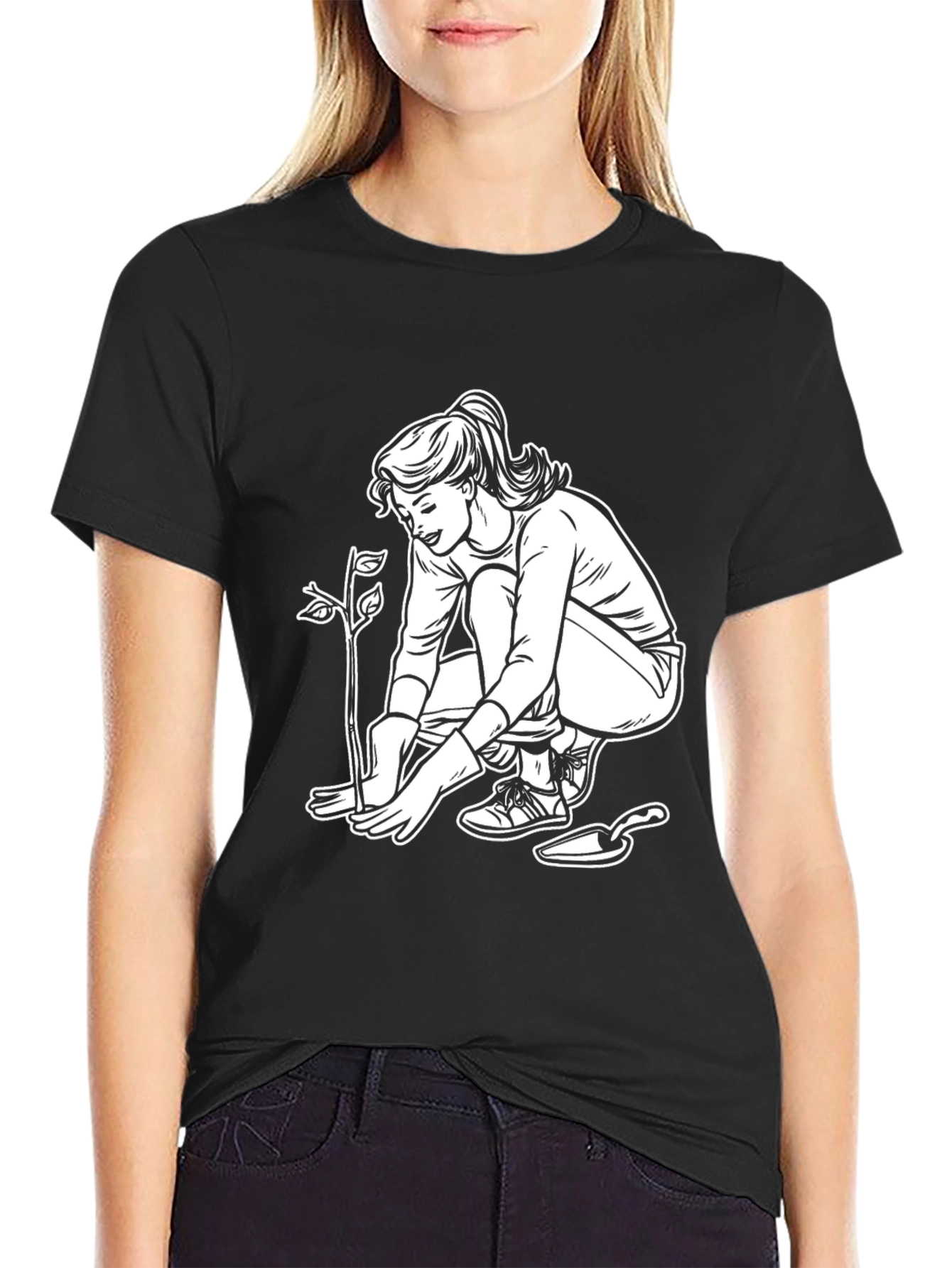 Gardener Woman Graphic Tee - Black