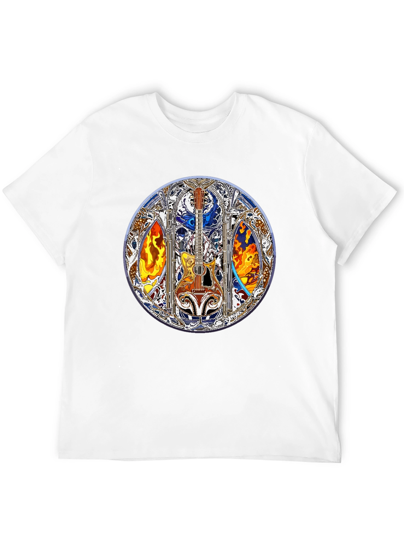 Guitar Stained Glass Art Tee