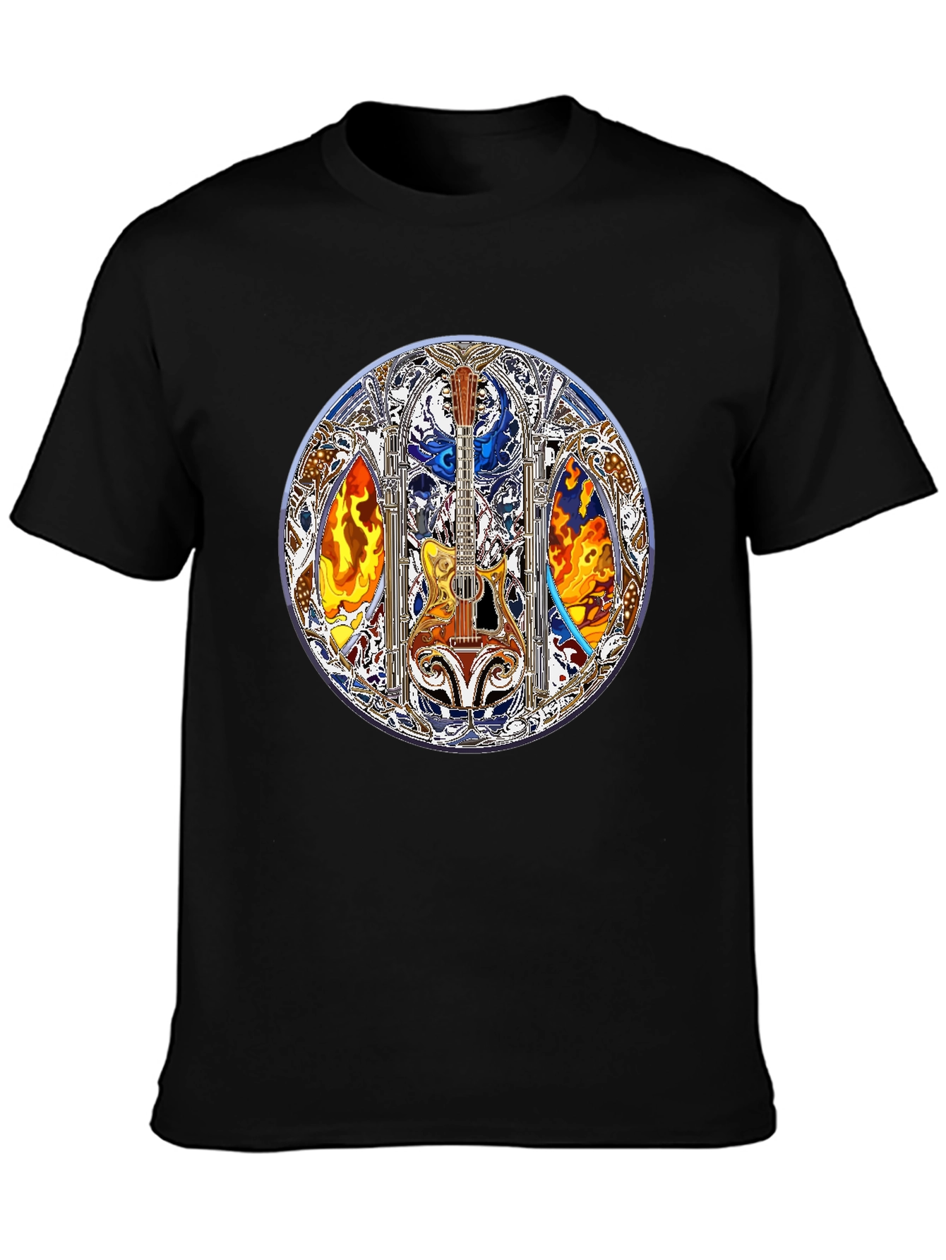 Guitar Stained Glass Art Tee