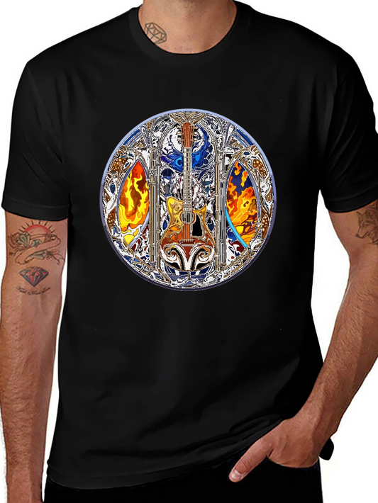 Guitar Stained Glass Art Tee