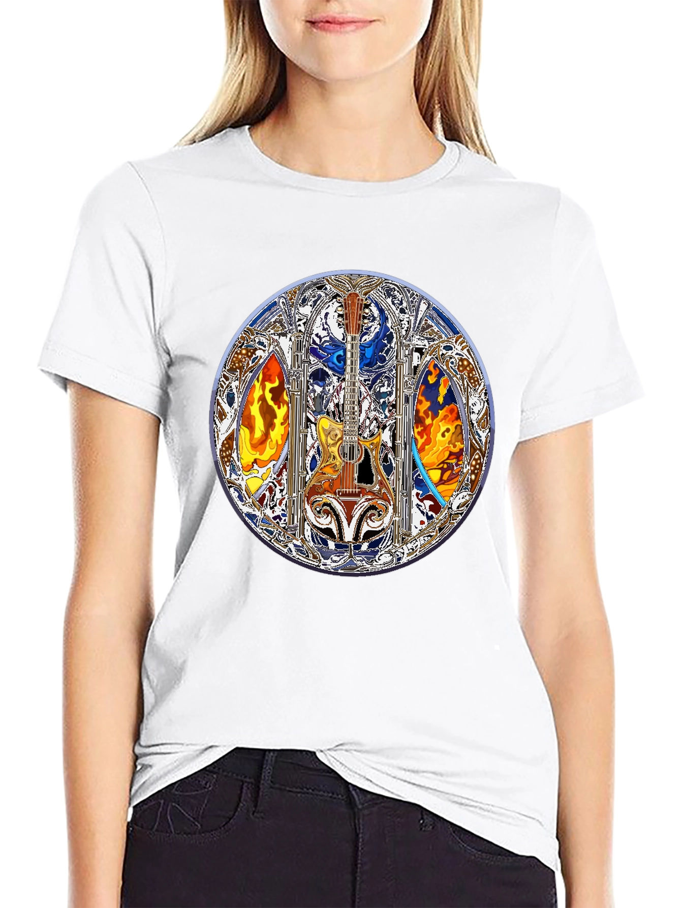 Guitar Stained Glass Art Tee