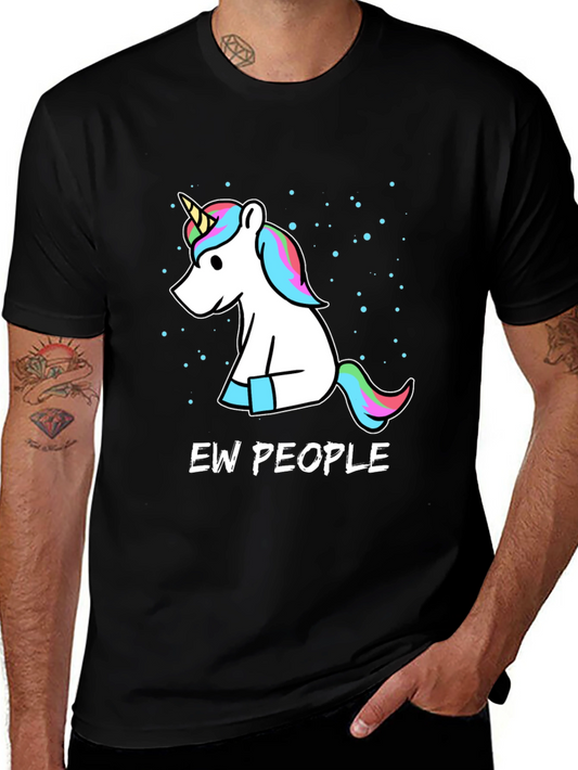 Ew People Unicorn Graphic Tee - Unisex Black T-Shirt