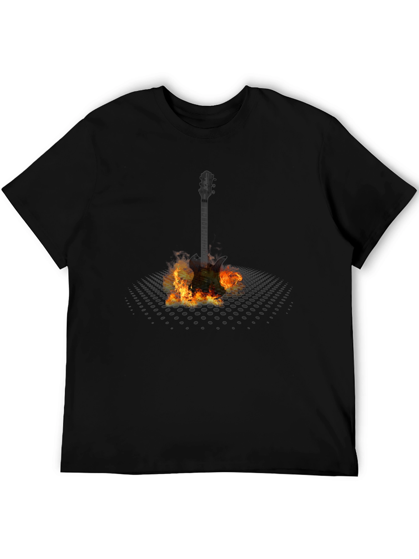 Flaming Guitar Graphic T-Shirt - Rock Music Tee