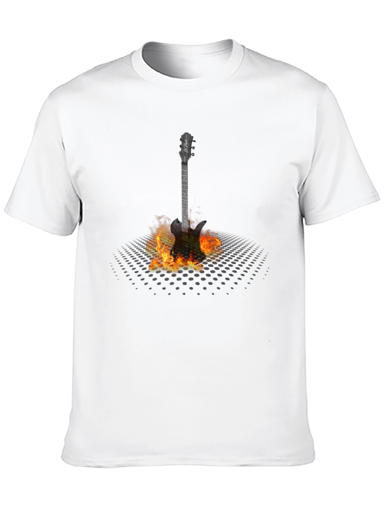 Flaming Guitar Graphic T-Shirt - Rock Music Tee