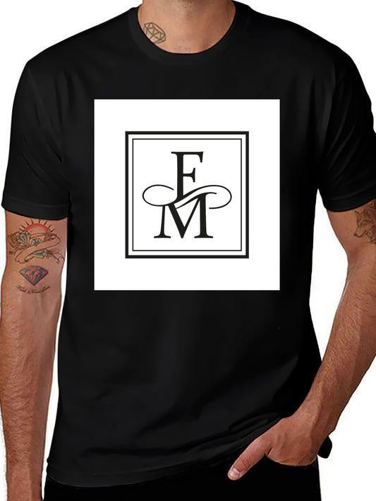 Elegant FM Initial Logo Black T-Shirt