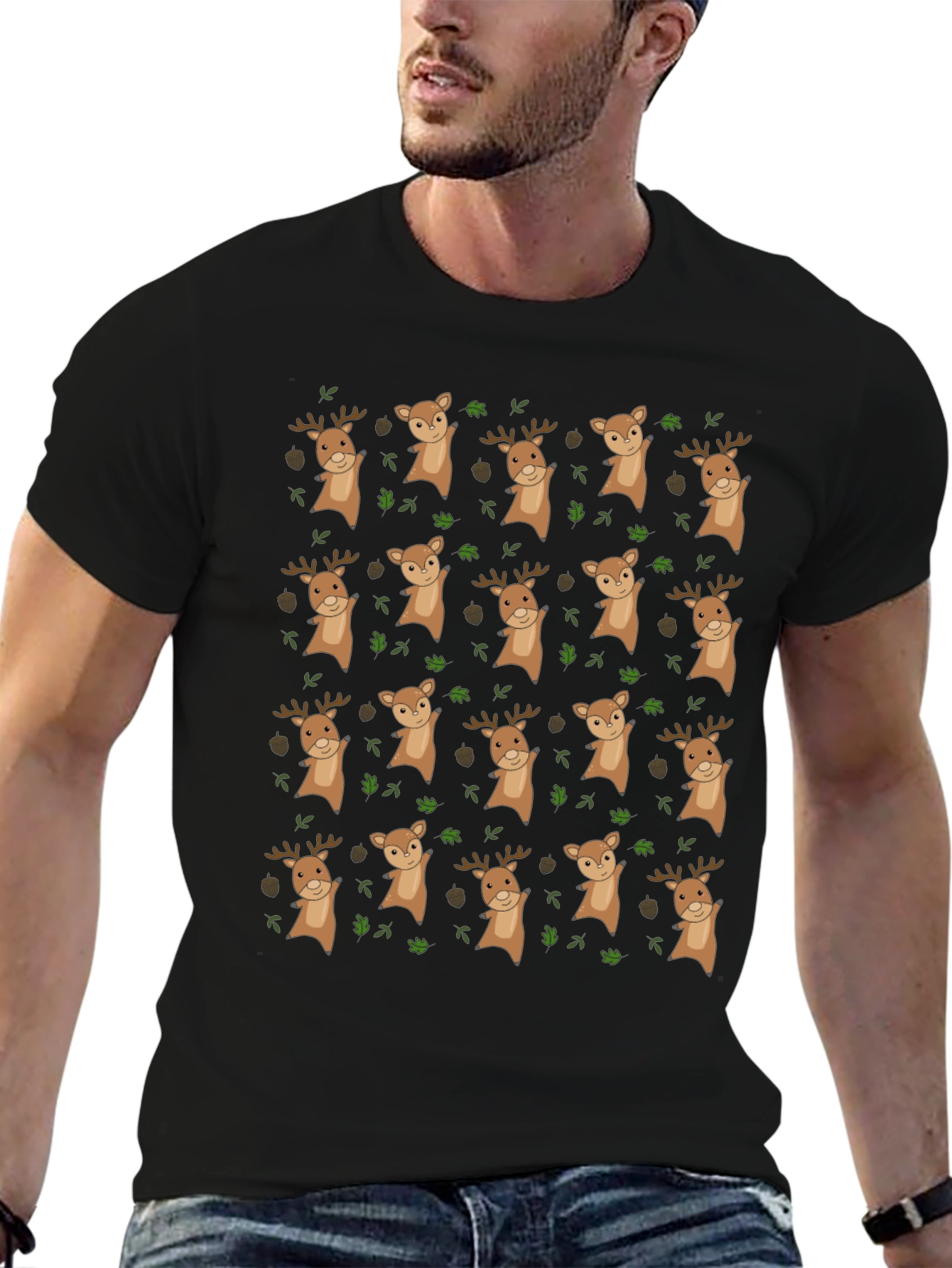 Novelty Deer Pattern T-Shirt